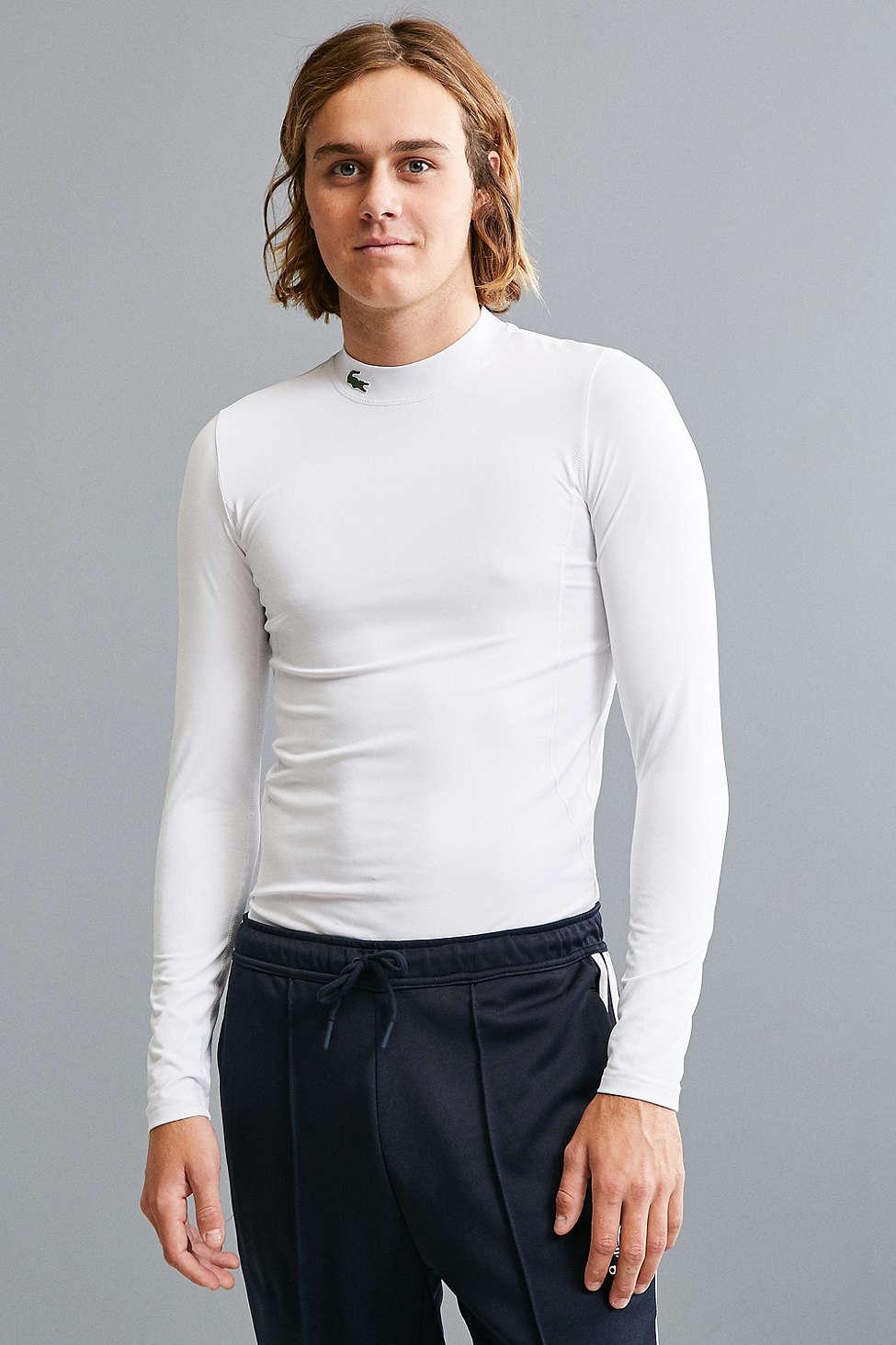Download Lacoste Golf Mock Neck Long Sleeve Tee in White for Men | Lyst