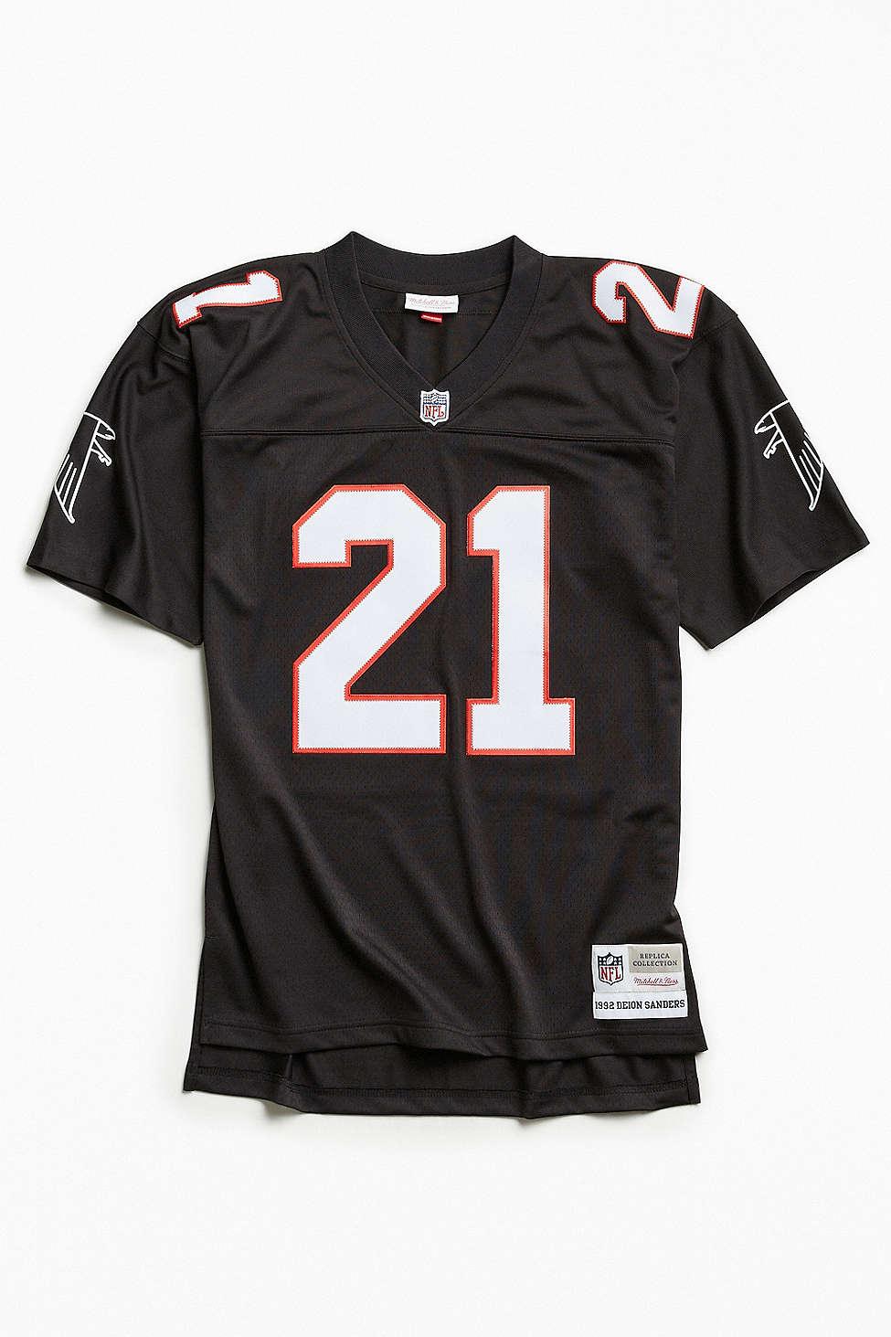 Mitchell & ness Nfl Replica Deion Sanders Atlanta Falcons Jersey in Black for Men Lyst