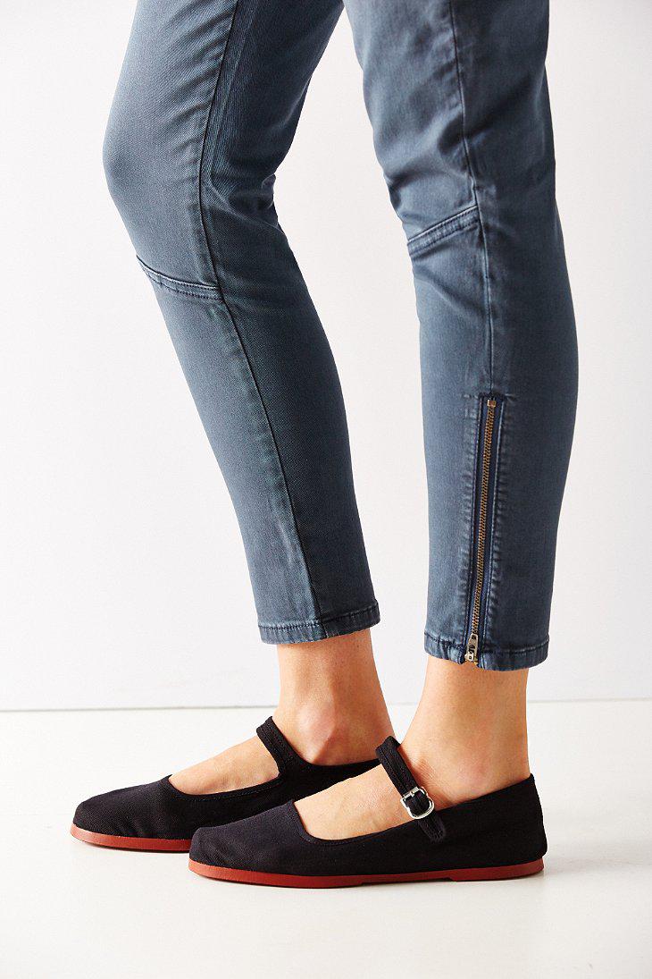 Lyst Urban Outfitters Cotton Mary Jane Flat in Black