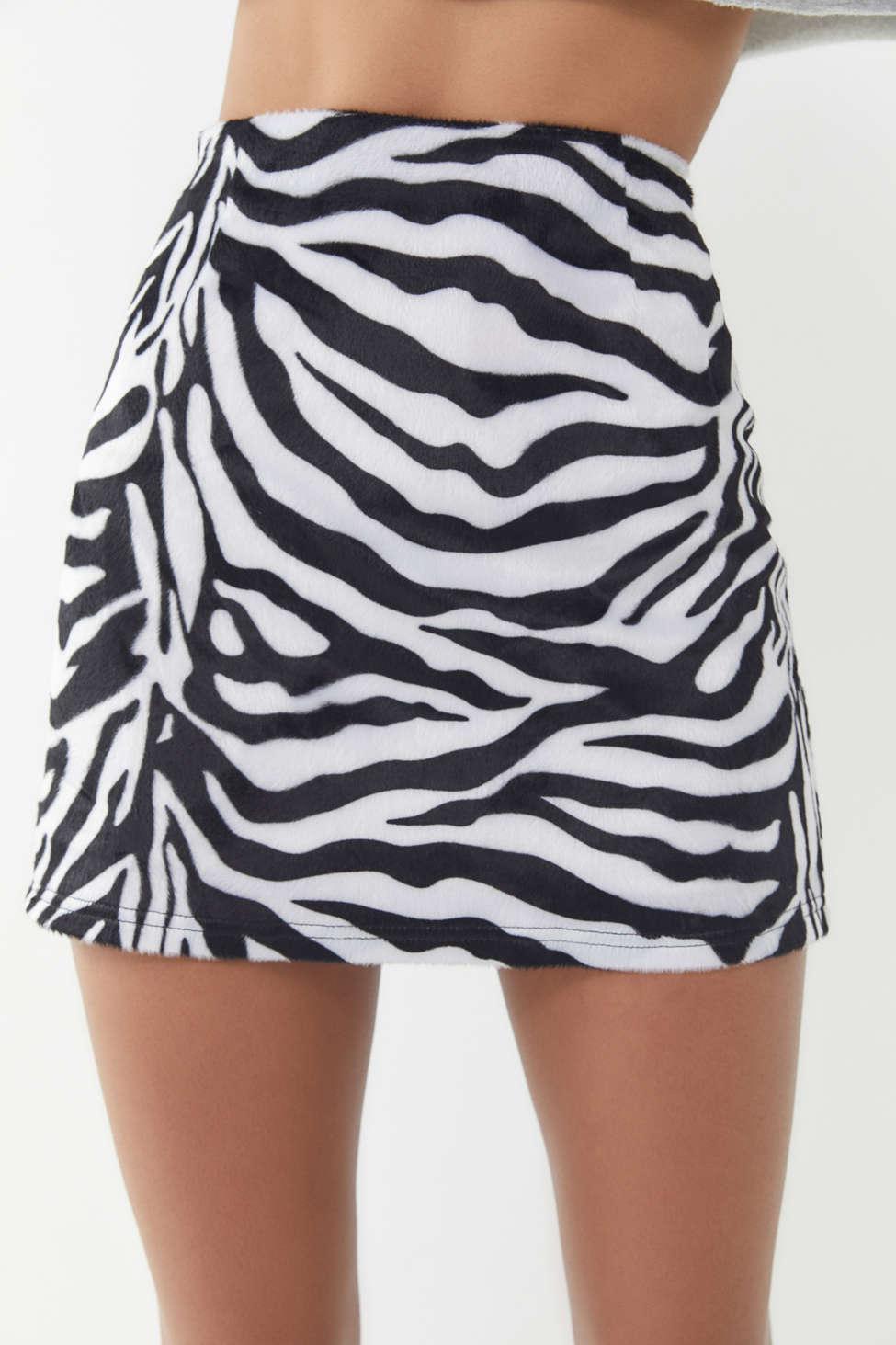 Lyst - Urban Outfitters Uo Zebra Print Fleece Mini Skirt