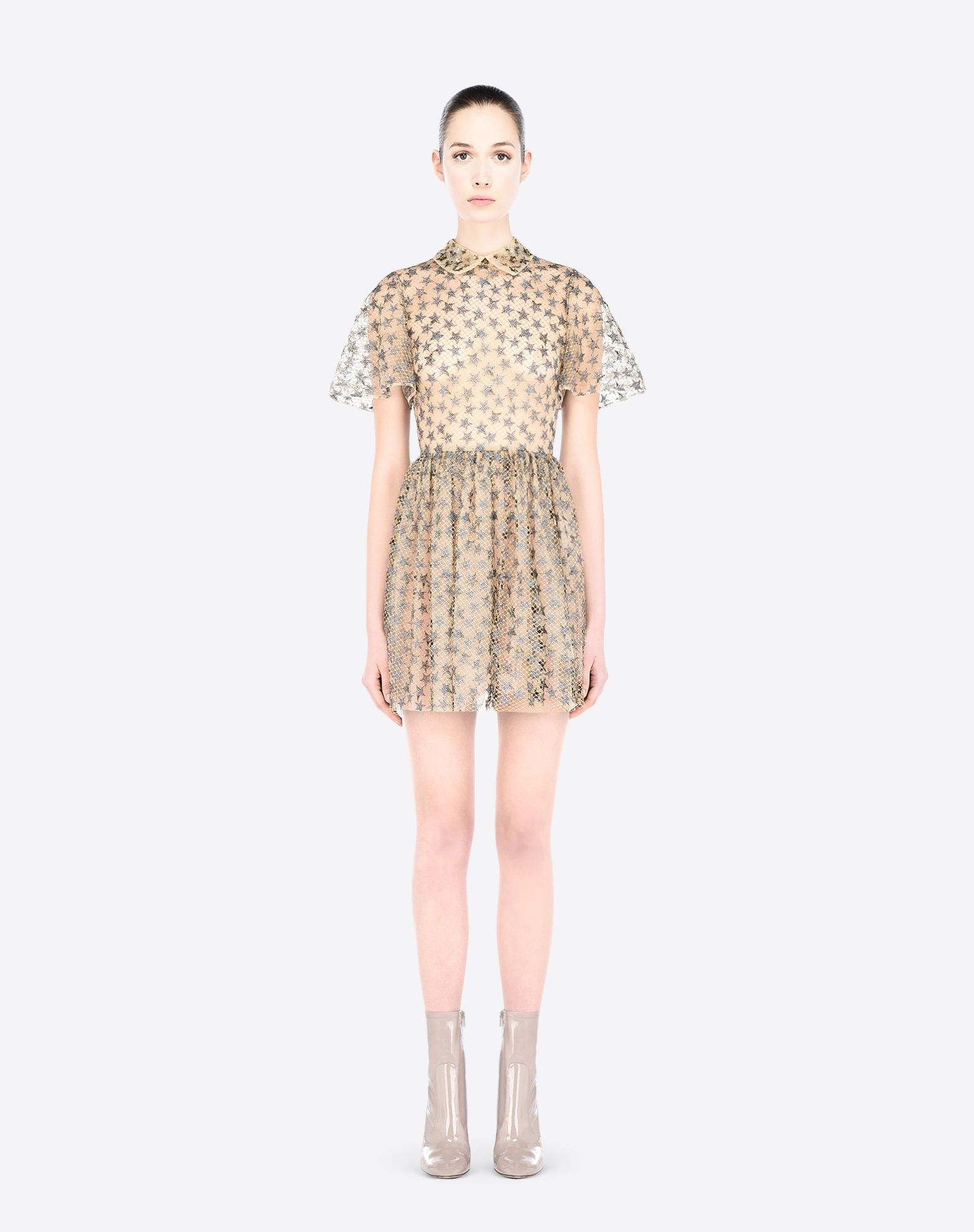 Valentino Dress In Embroidered Chiffon in Metallic | Lyst