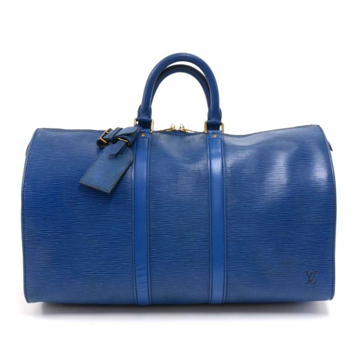 Louis Vuitton Vintage Keepall Blue Leather Travel Bag in Blue Lyst