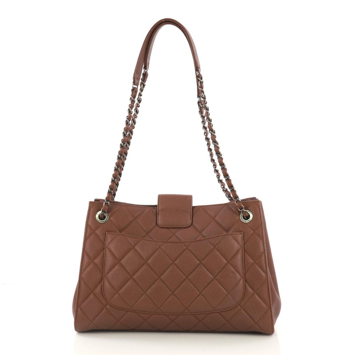 Chanel Brown Leather in Brown - Lyst