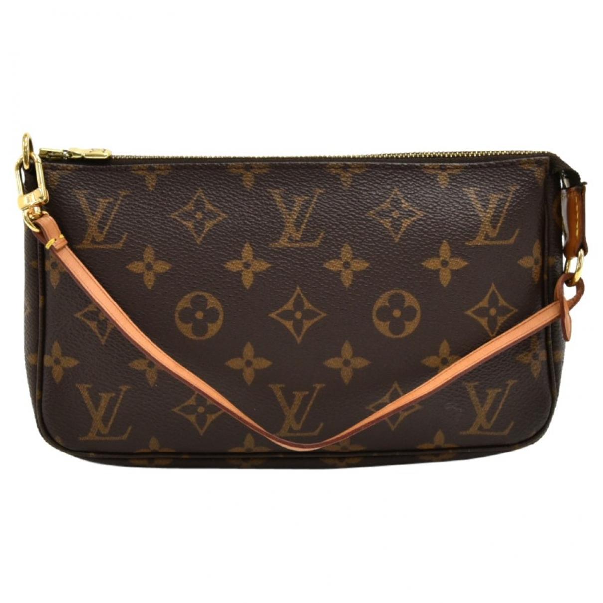 Louis Vuitton Pre-owned Vintage Pochette Accessoire Brown Cloth Clutch Bags in Brown - Lyst