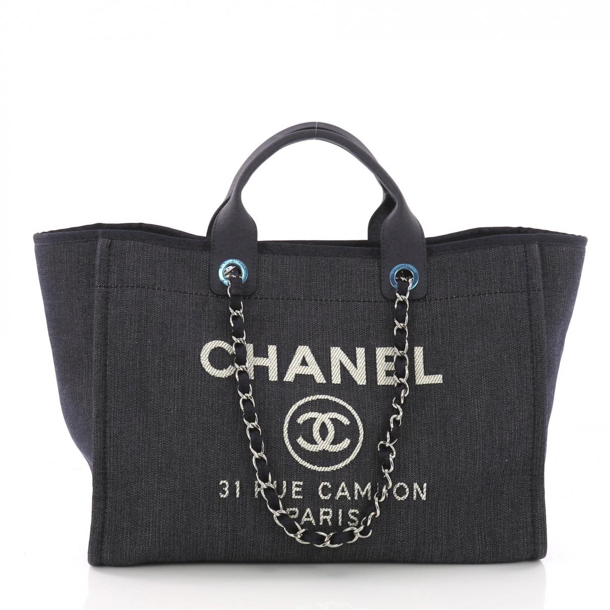 Lyst Chanel Deauville Tote In Blue View Fullscreen