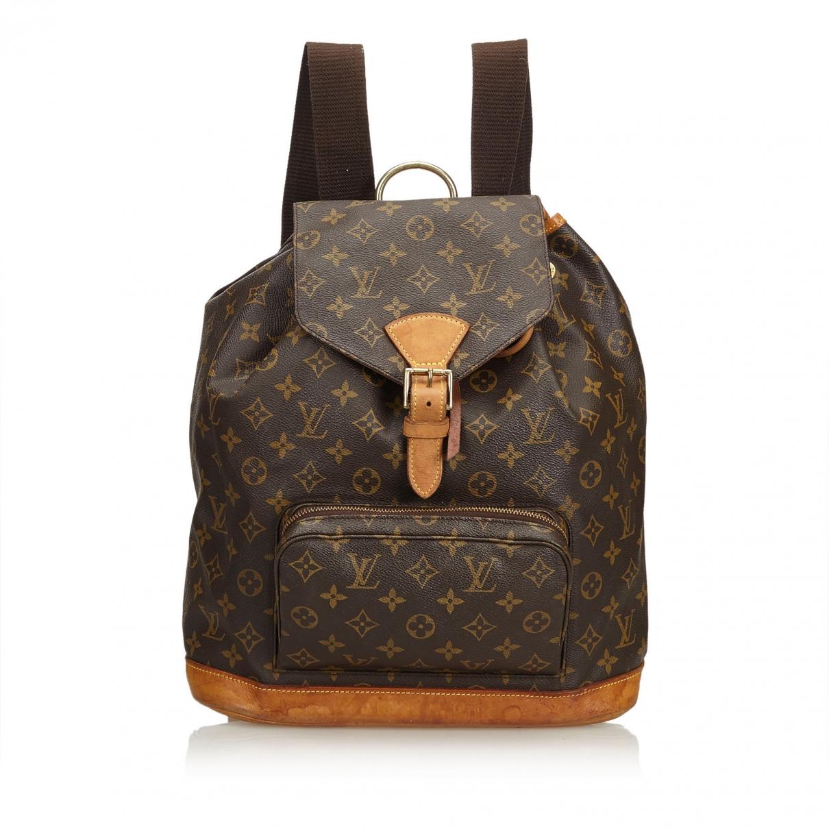 Lyst - Louis Vuitton Vintage Montsouris Brown Cloth Backpacks in Brown