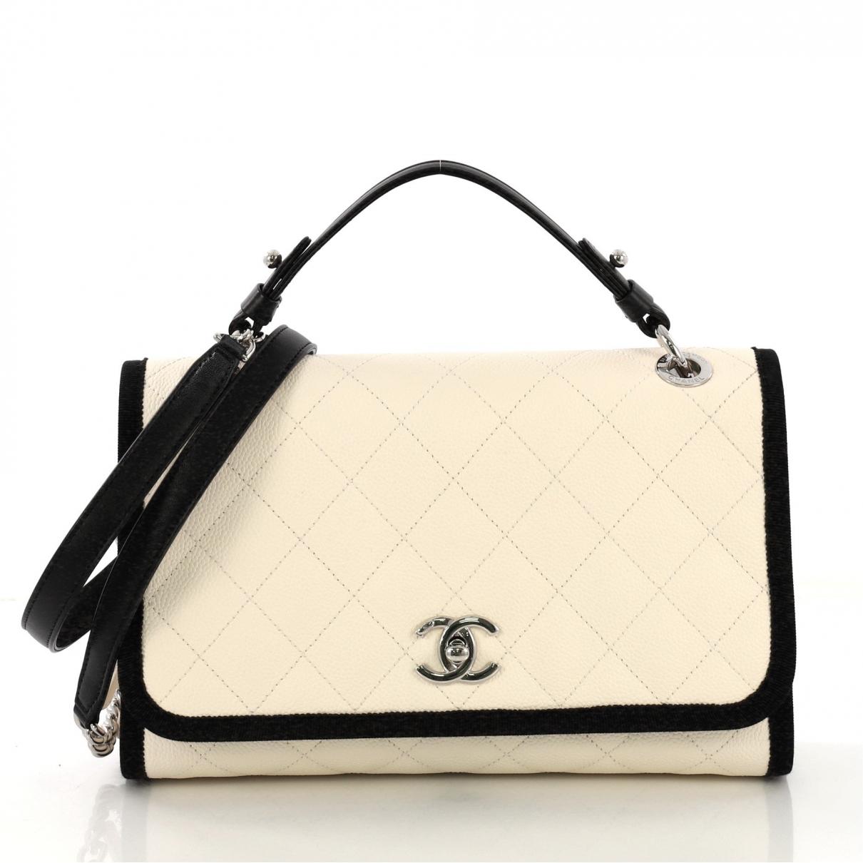 Chanel Pre-owned Coco Handle White Leather Handbags in White - Lyst
