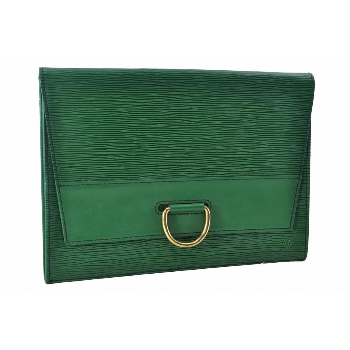 Louis Vuitton Pre-owned Vintage Green Leather Clutch Bags in Green - Lyst