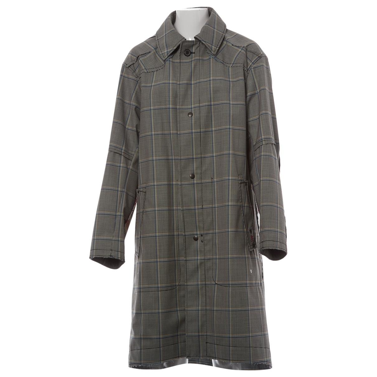 Lanvin Multicolour Wool Coat in Gray for Men - Lyst