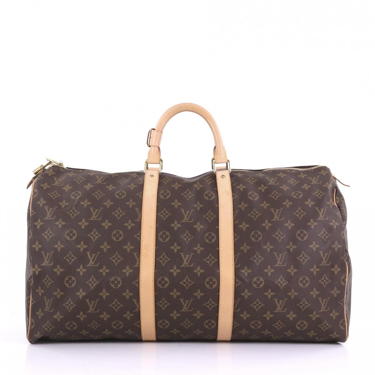 Louis Vuitton Keepall Brown Cloth Travel Bag in Brown - Lyst