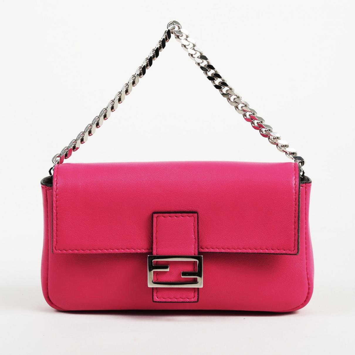Lyst - Fendi Baguette Pink Leather Handbag in Pink