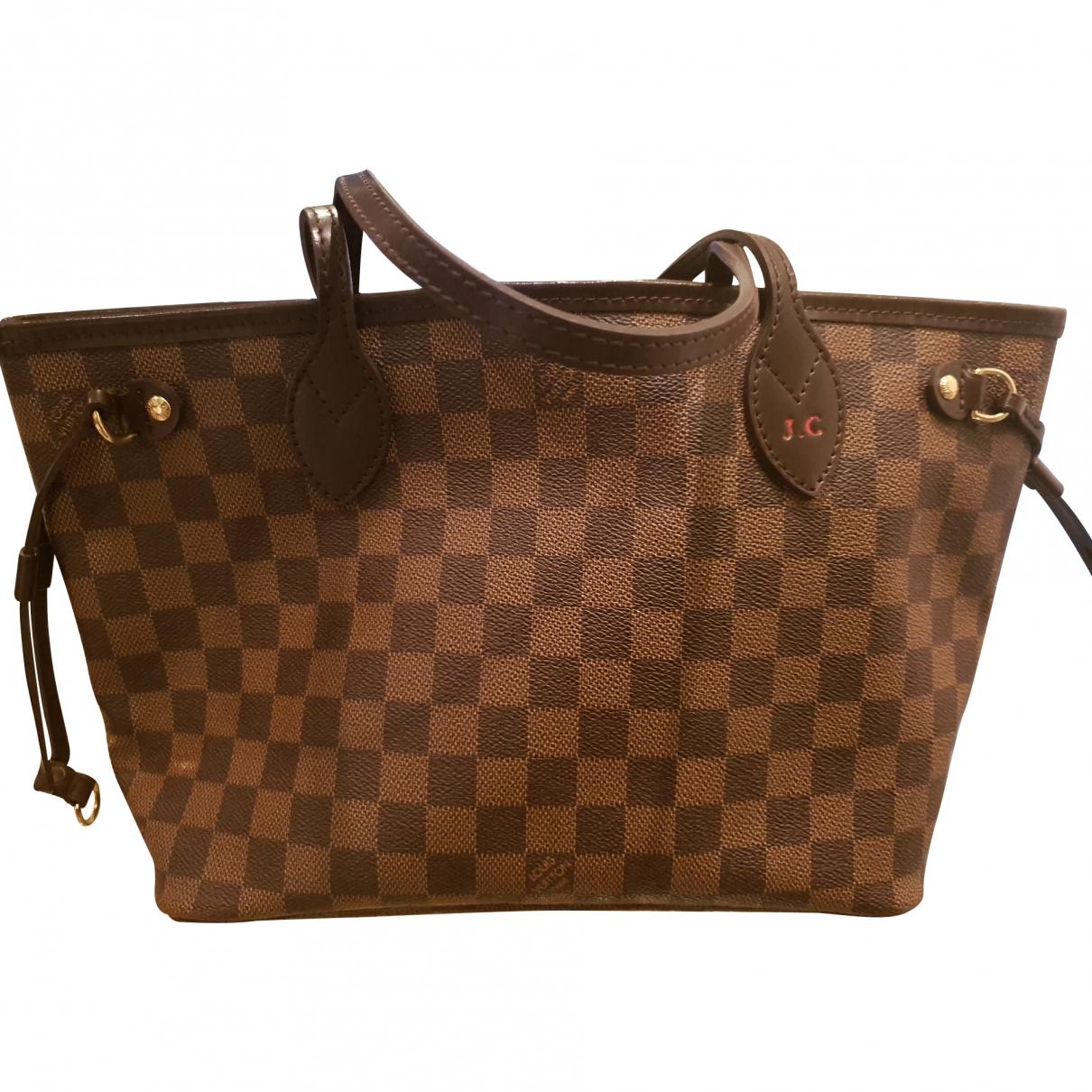 Lyst - Louis Vuitton Neverfull Brown Cloth Handbag in Brown