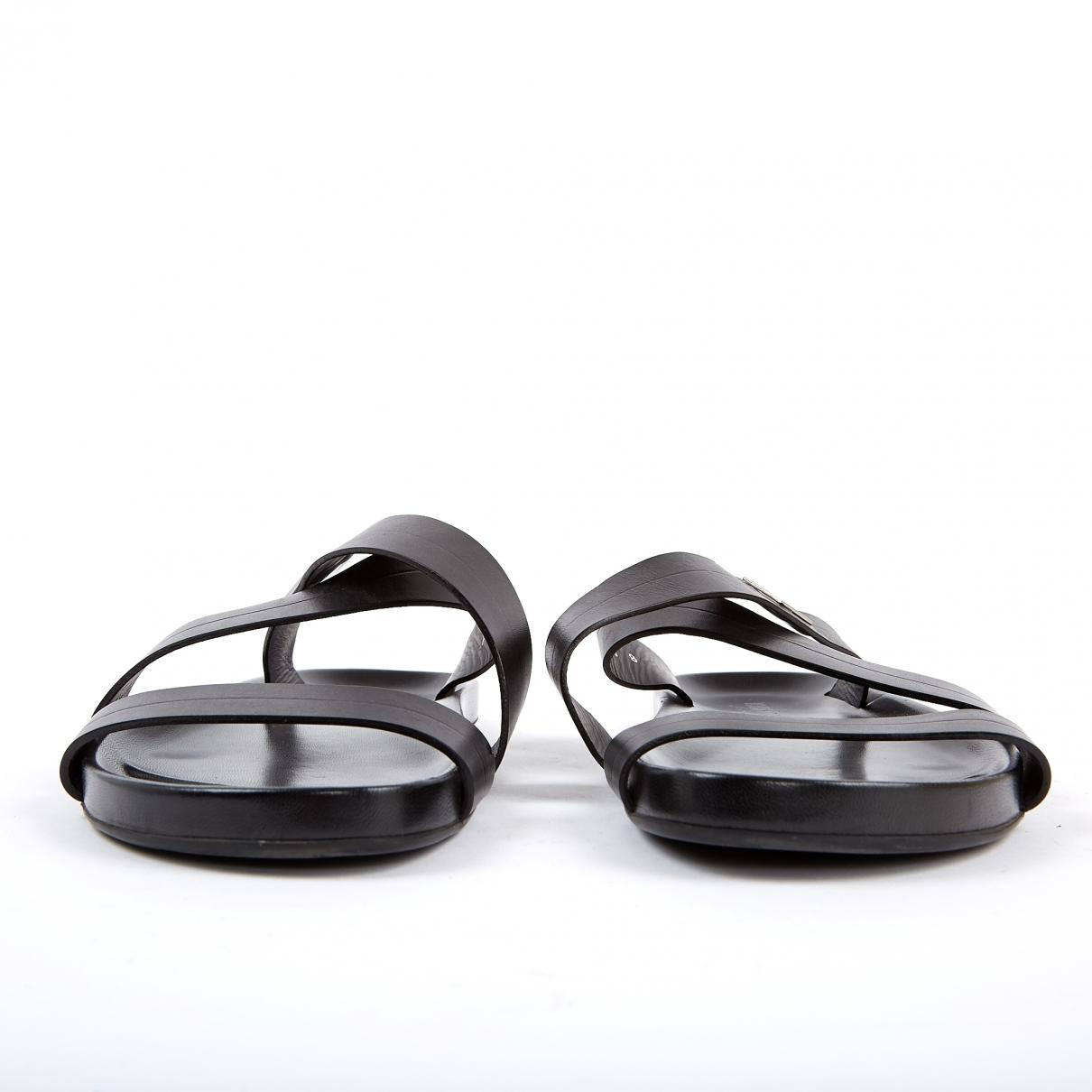 Louis Vuitton Black Leather Sandals in Black for Men - Lyst