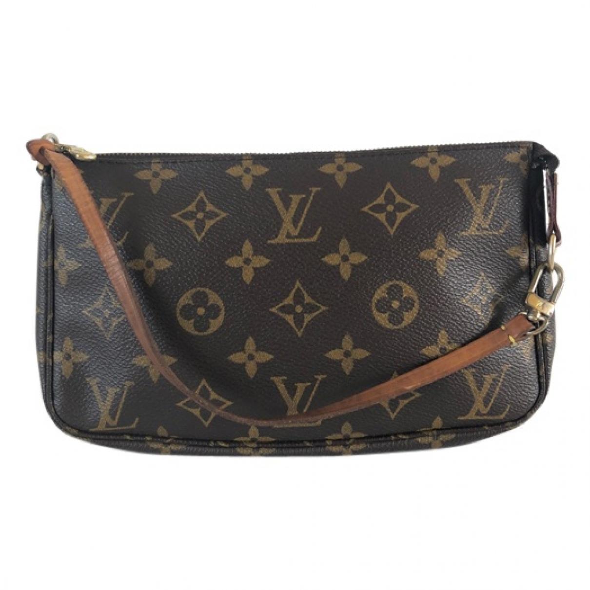 Louis Vuitton Vintage Pochette Accessoire Brown Leather Clutch Bag in Brown - Lyst