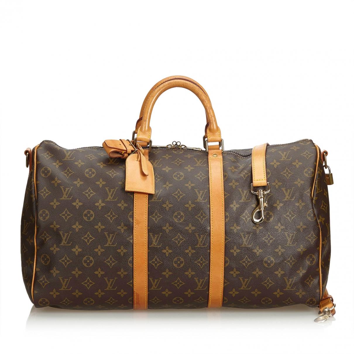 Lyst - Louis Vuitton Pre-owned Keepall Brown Cloth Travel Bags in Brown