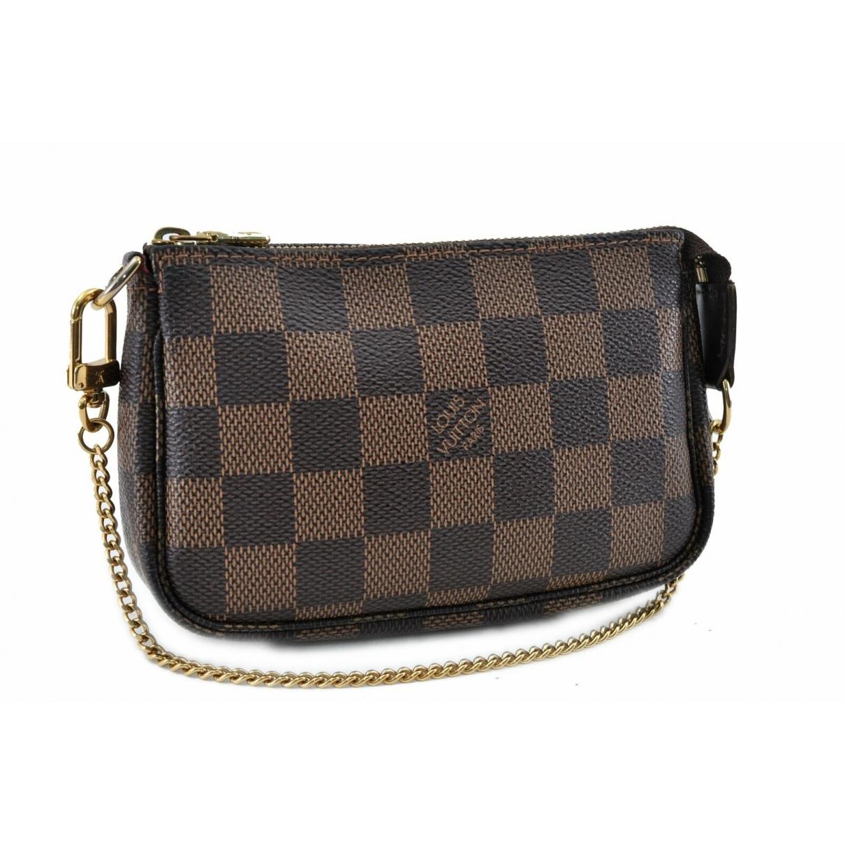 Lyst - Louis Vuitton Pochette Accessoire Brown Cloth Clutch Bag in Brown