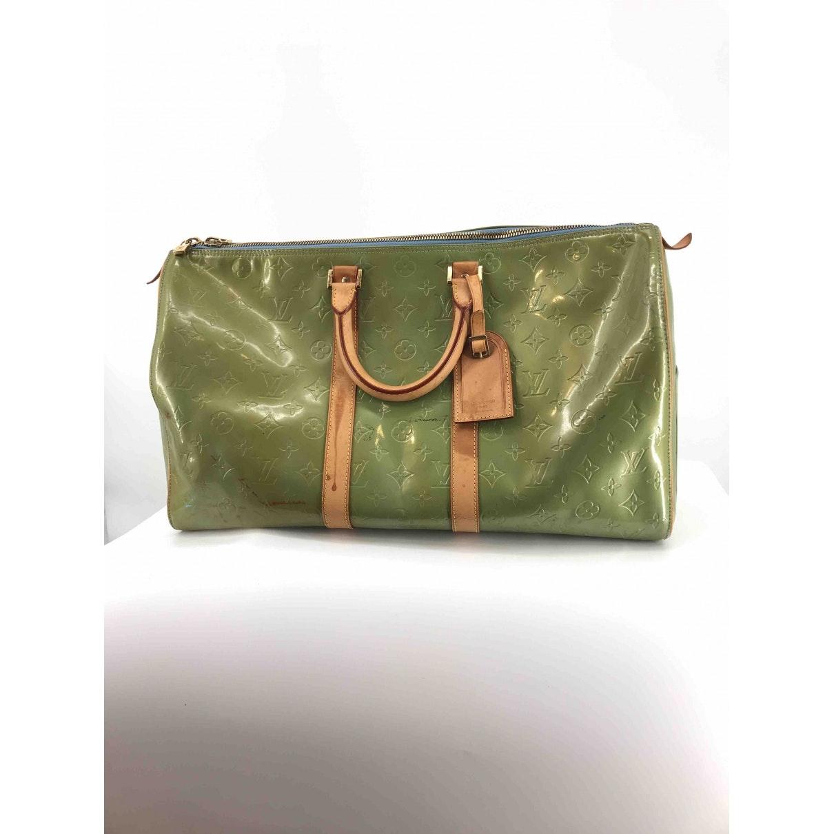 Louis Vuitton Keepall Green Patent Leather in Green - Lyst