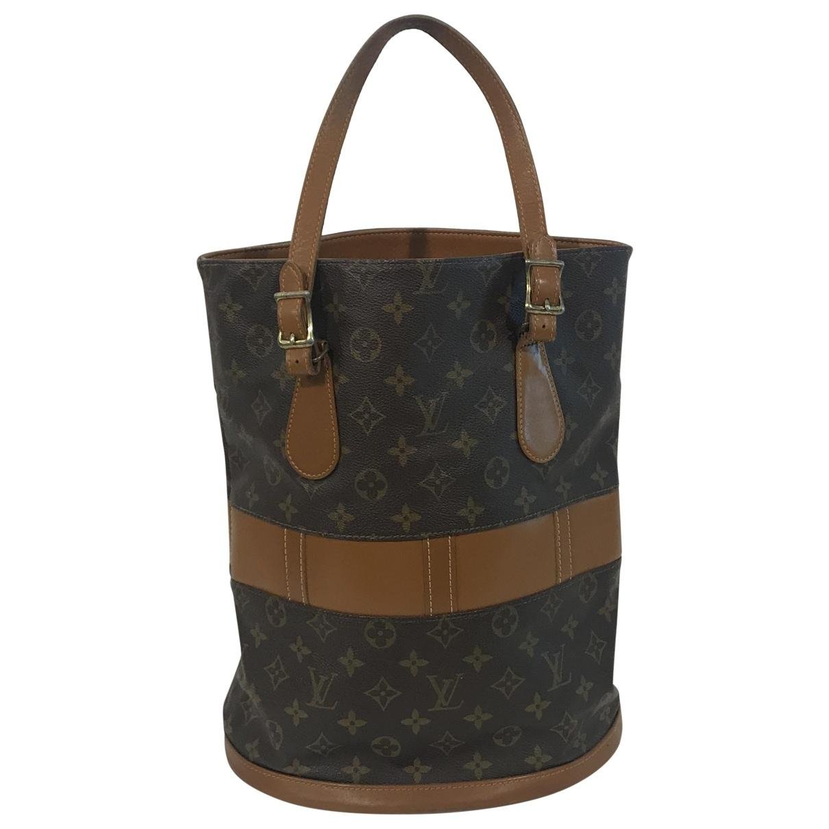 Louis Vuitton Vintage Bucket Brown Cloth Handbag in Brown - Lyst