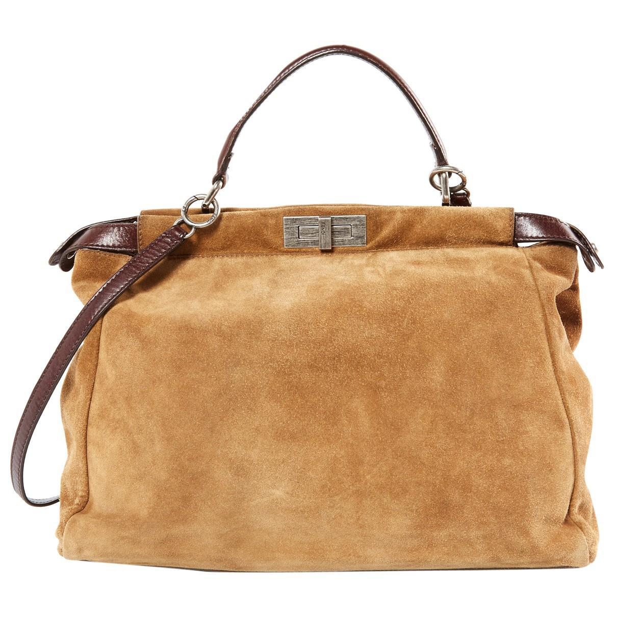 Lyst - Fendi Pre-owned Peekaboo Brown Suede Handbags in Brown