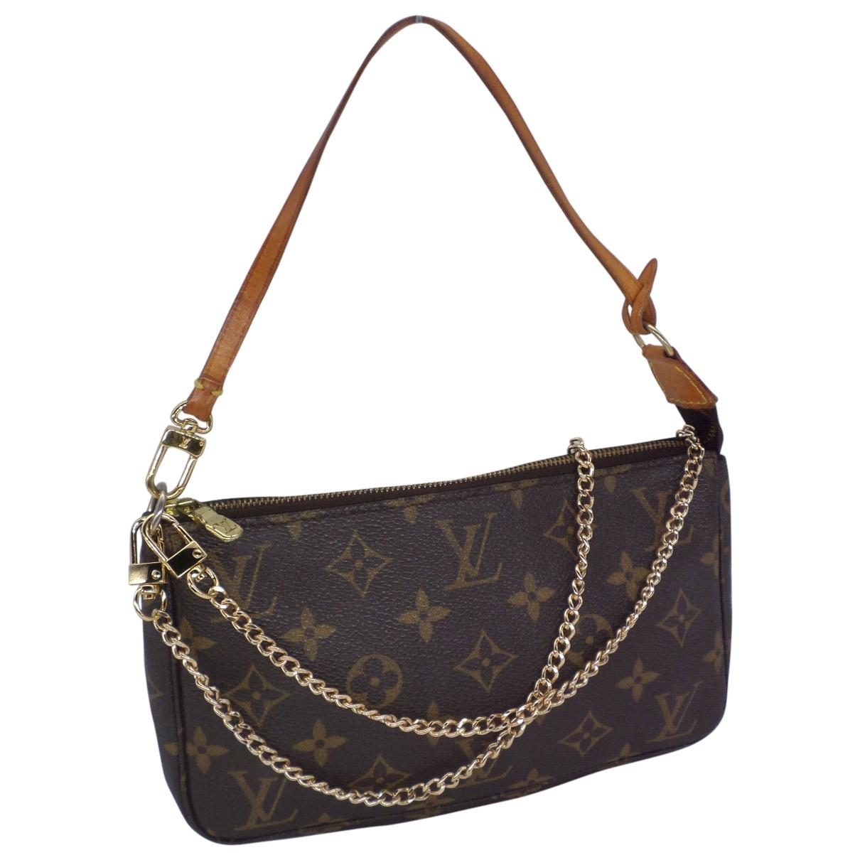Lyst - Louis Vuitton Vintage Pochette Accessoire Brown Cloth Clutch Bag in Brown