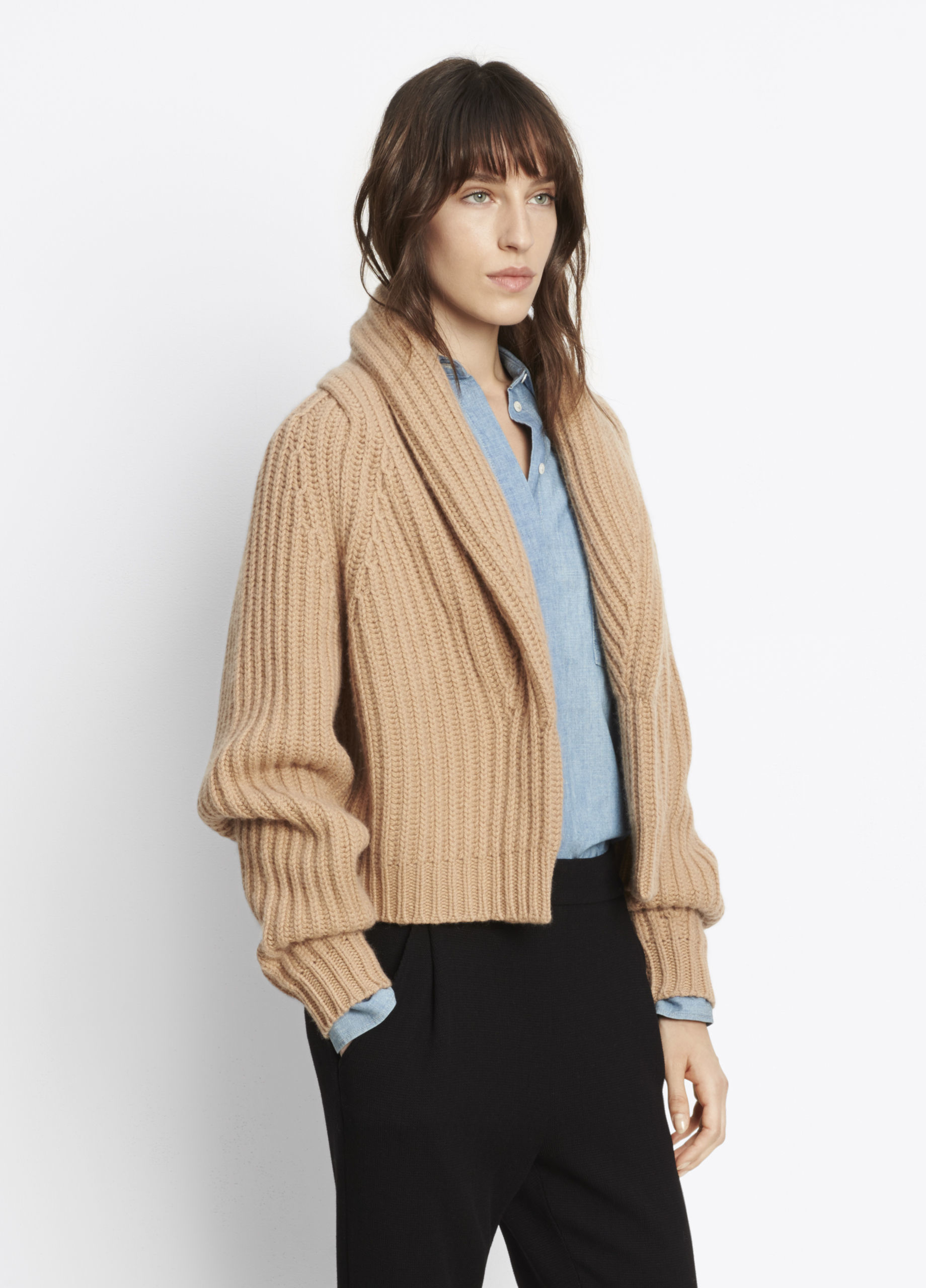 Lyst - Vince Shawl Collar Cardigan in Natural