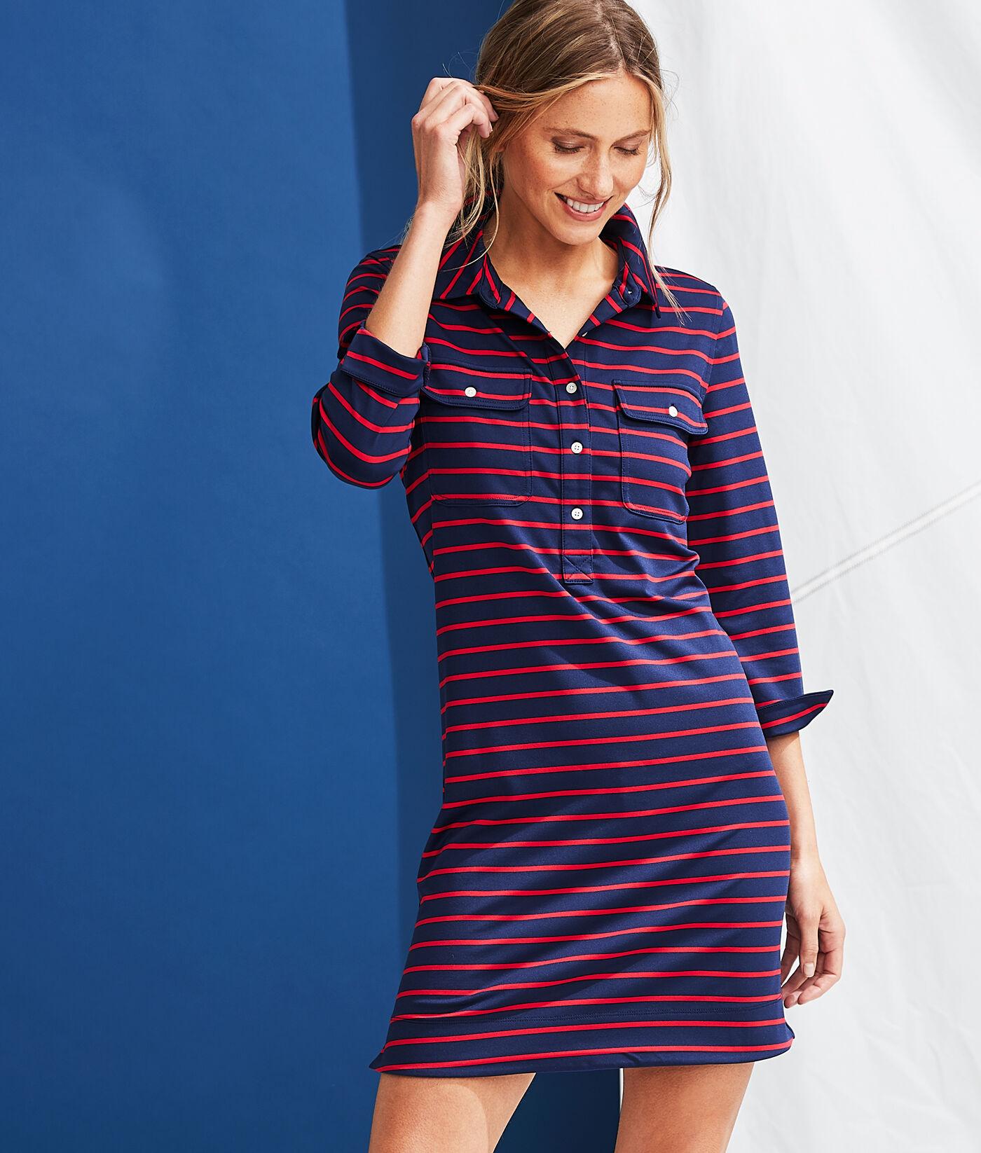 Vineyard Vines Synthetic Break Stripe Upf Margo Shirt Dress in Purple ...