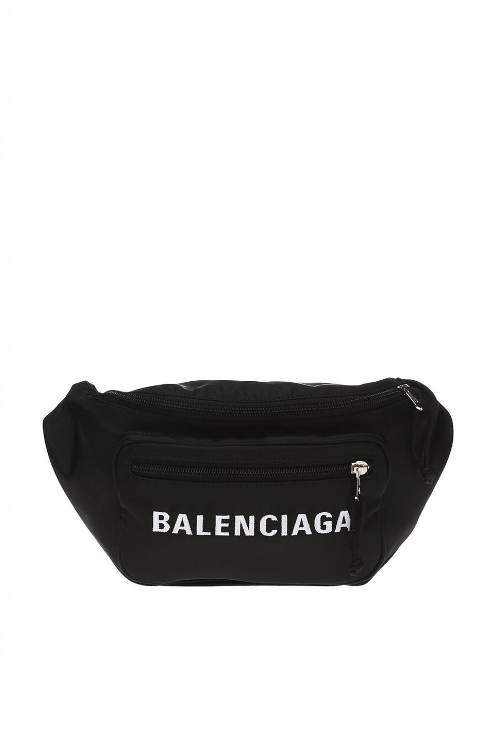 Balenciaga 'wheel' Waist Bag With Embroidered Logo in Black for Men Lyst