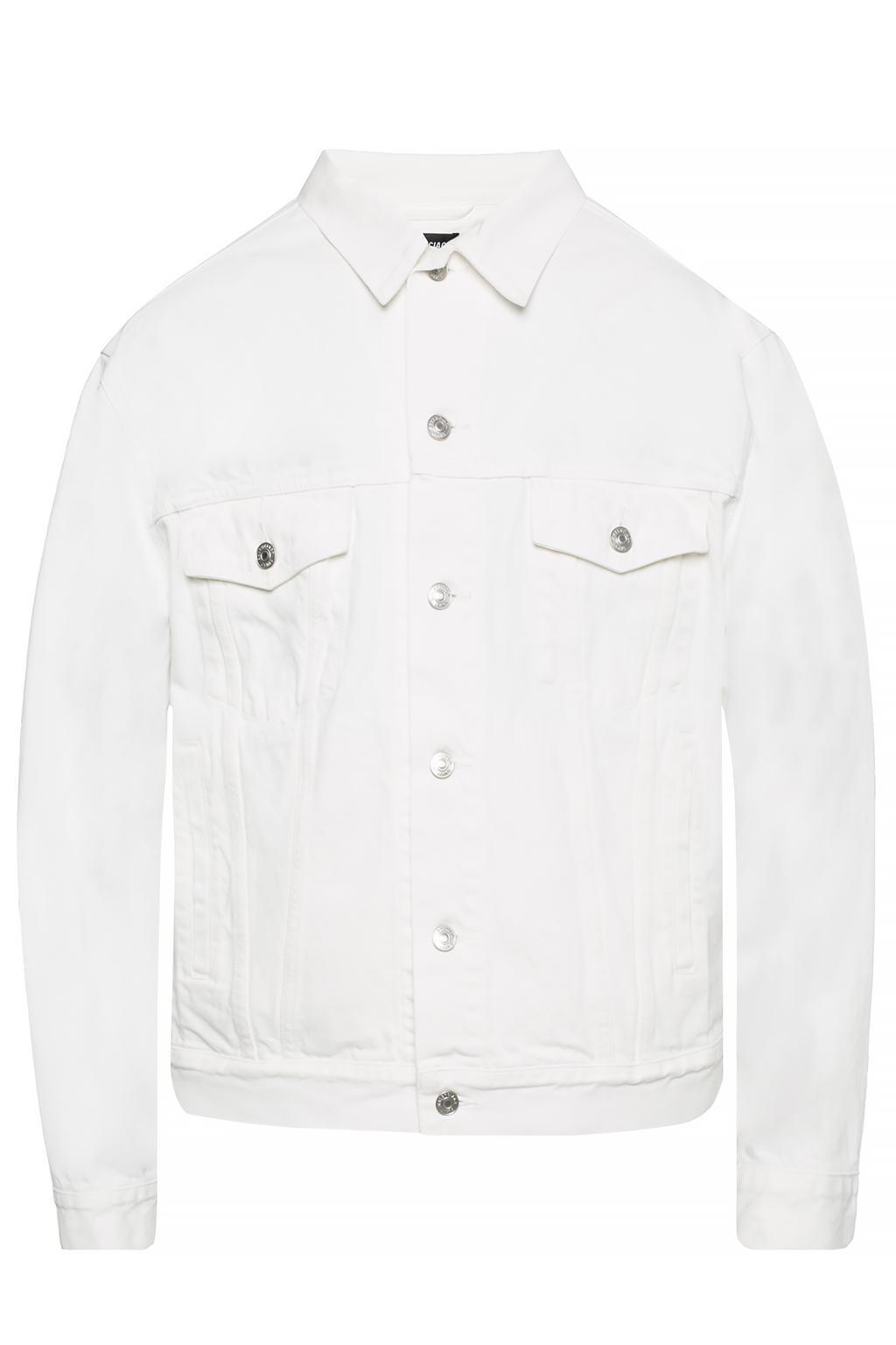 Balenciaga Denim Jacket With Logo in White for Men - Lyst