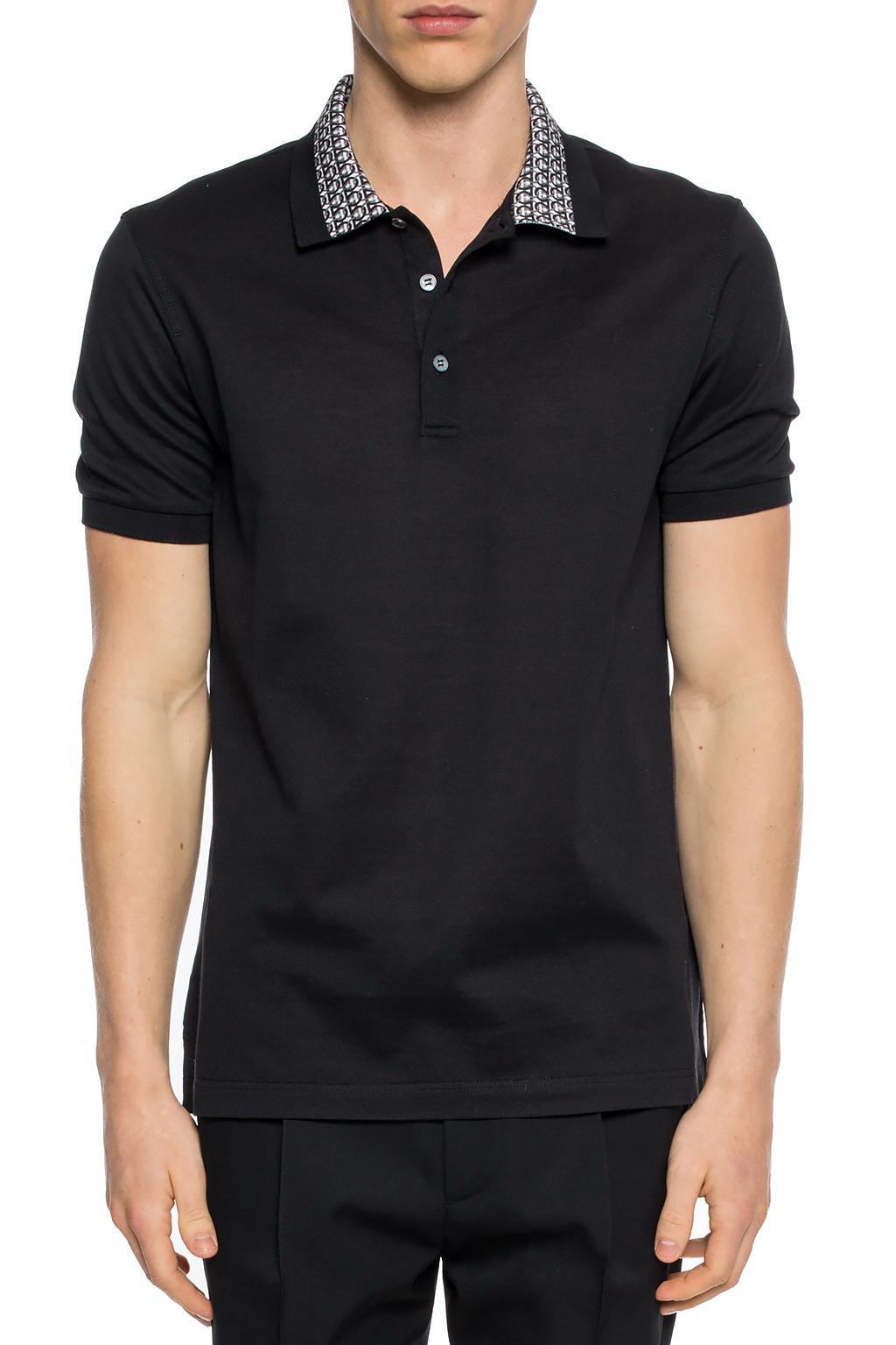 Lyst - Ferragamo Polo Shirt With Decorative Collar in Black for Men