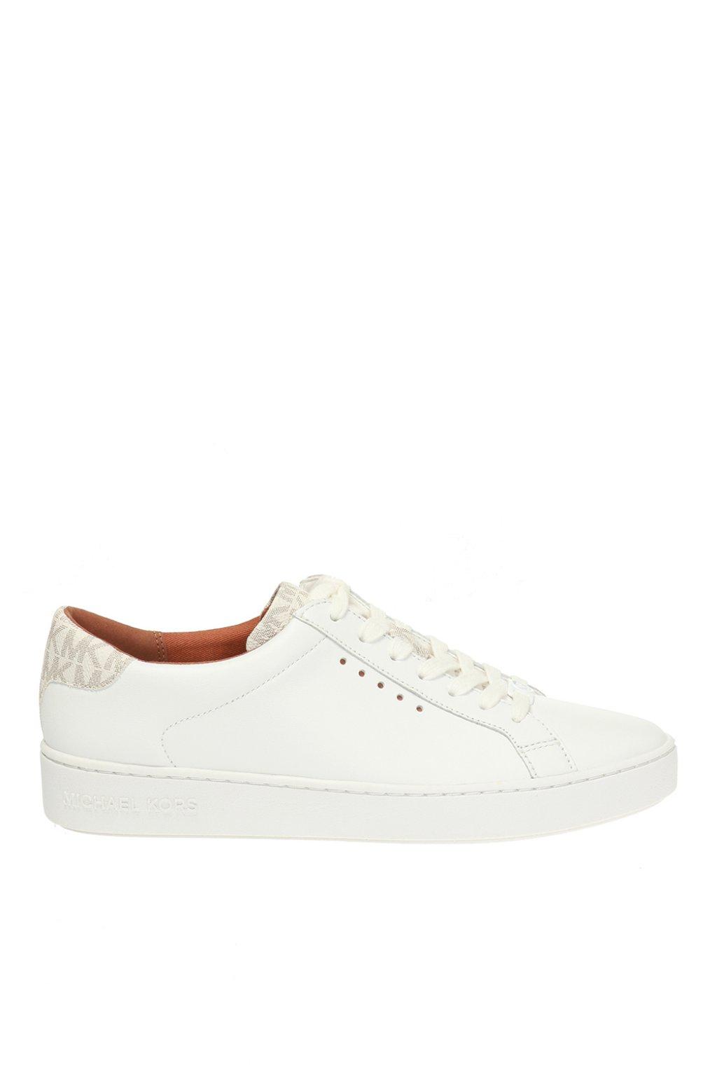 Michael Kors Leather Branded Sneakers in White - Lyst