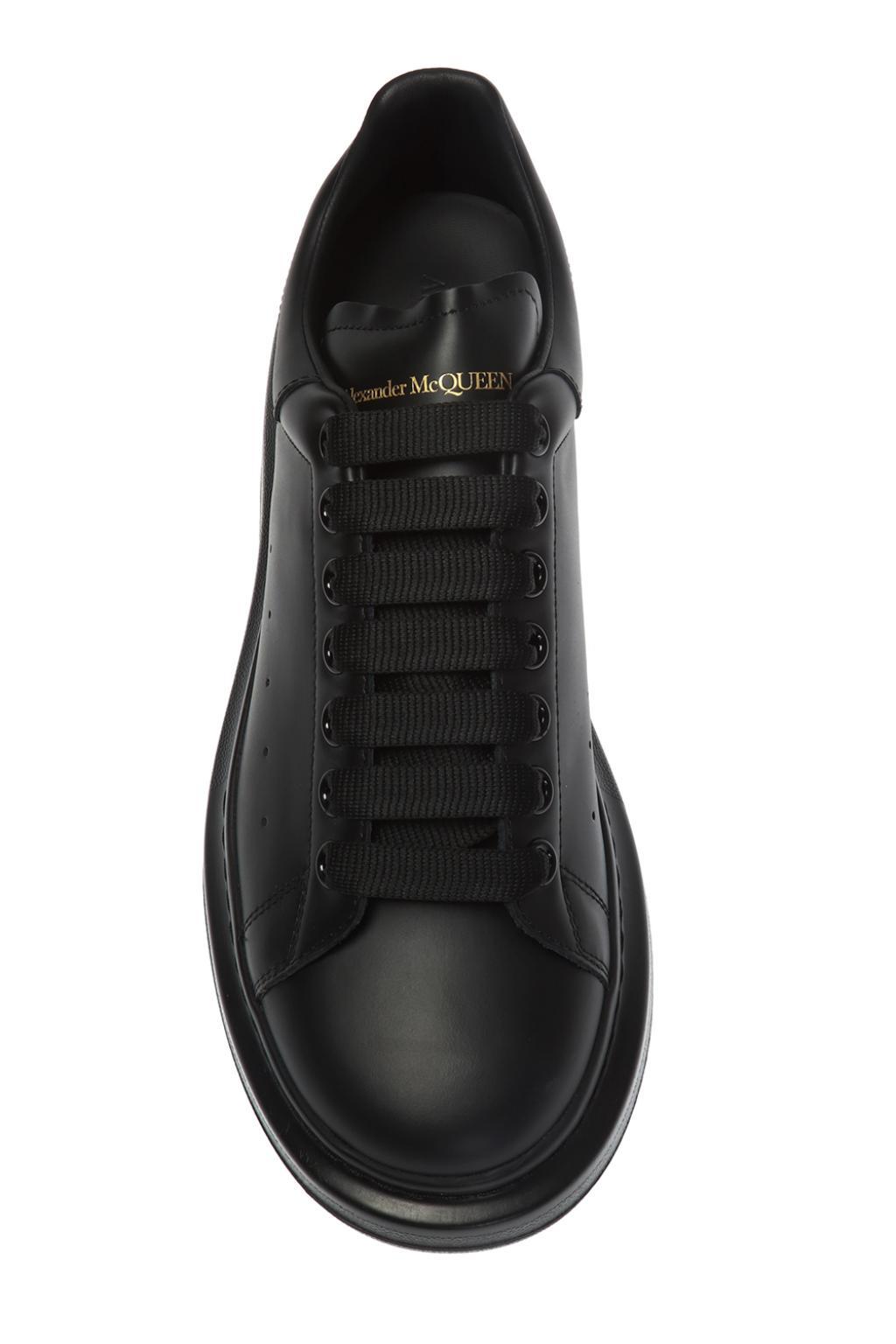 Alexander McQueen Leather Logo Sneakers in Black for Men - Lyst