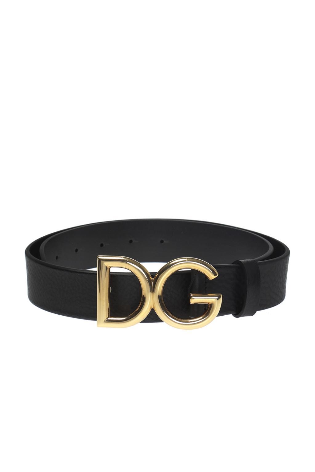 Dolce & Gabbana Leather Logo-buckle Belt in Black for Men - Lyst