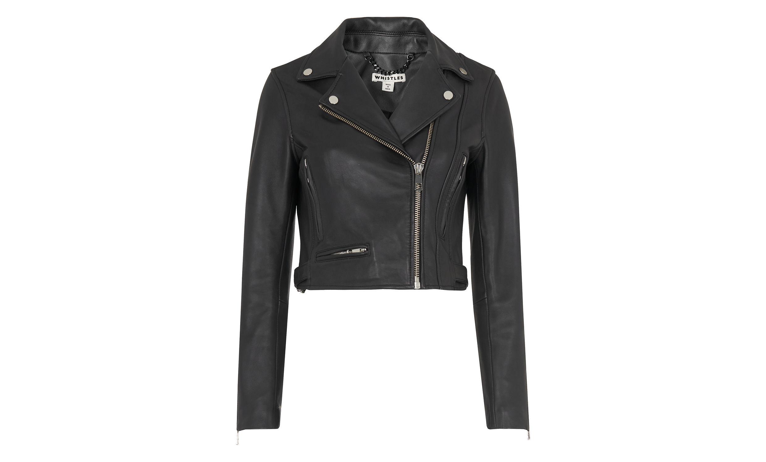 Lyst Whistles Rose Crop Leather Jacket In Black Gallery