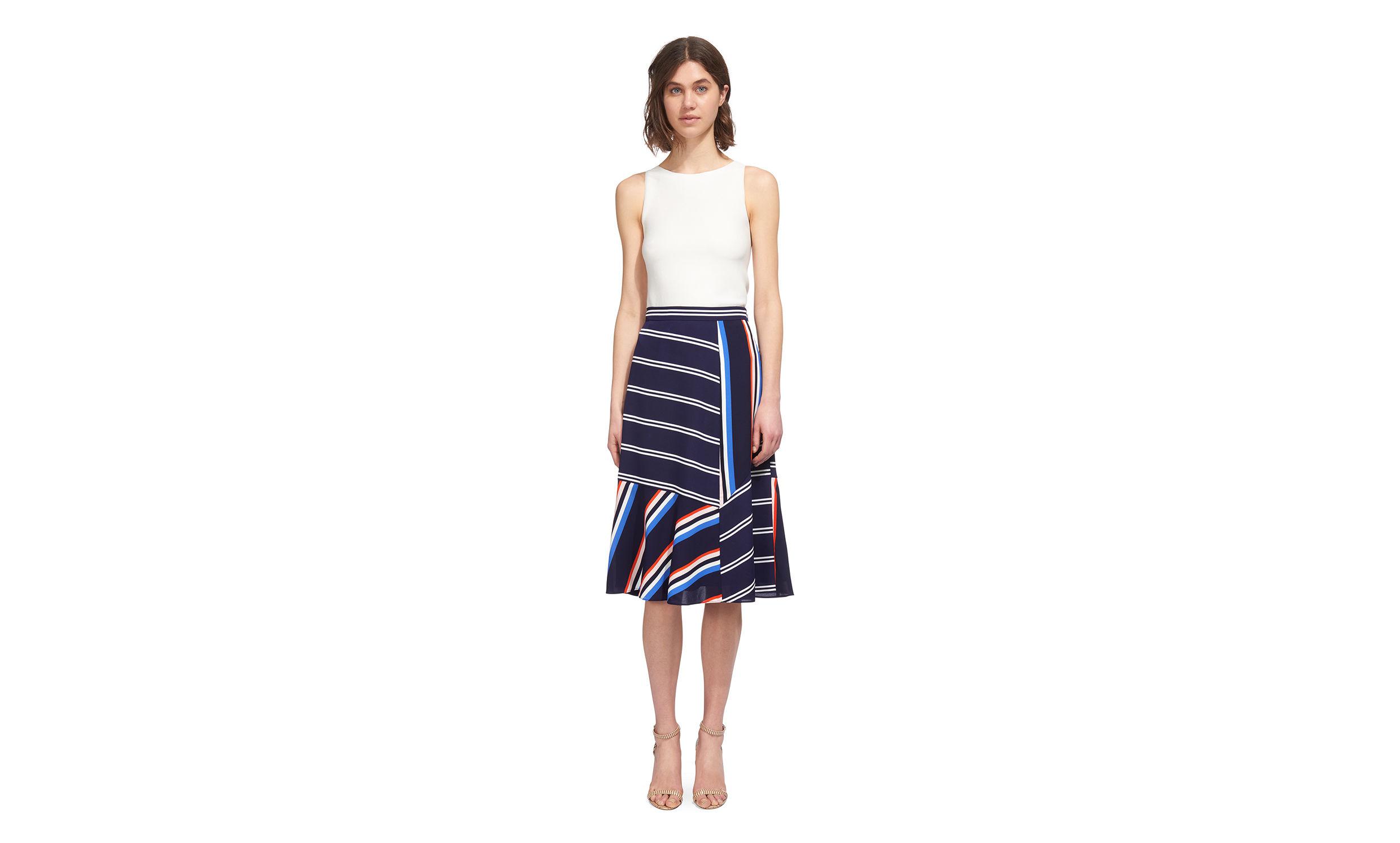 Lyst - Whistles Multi Stripe Skirt in Black