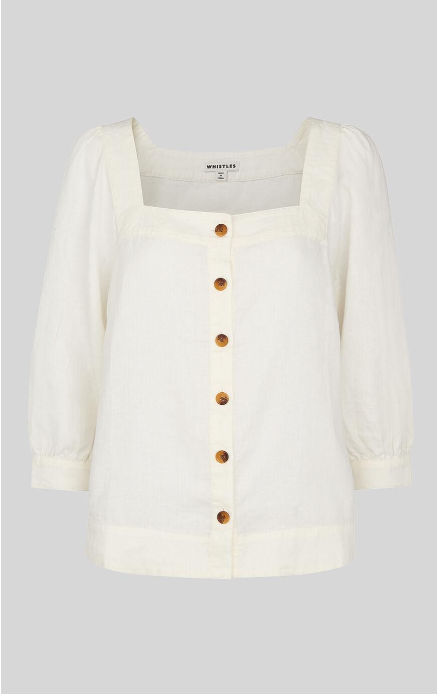 white square neck blouse