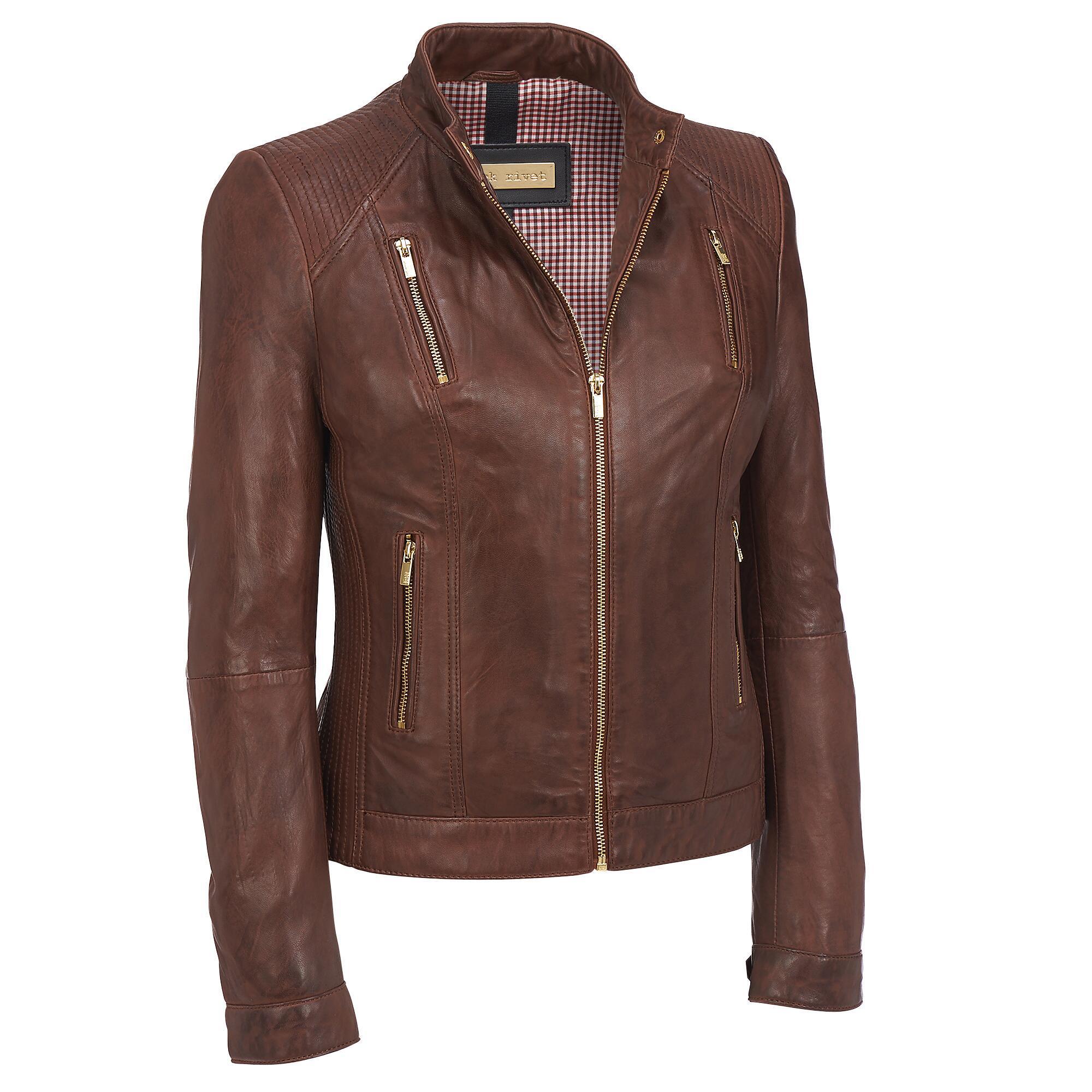 Lyst Wilsons Leather Black Rivet Jacket W Vertical Zip Wilsons Leather Women S Brown Black Rivet Jacket