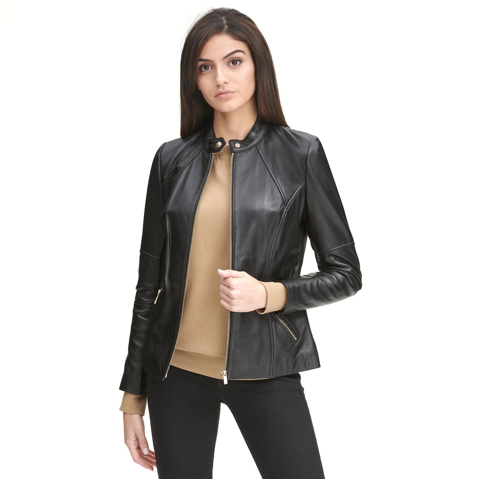 Wilsons Leather Designer Brand Center Zip Scuba Jacket In