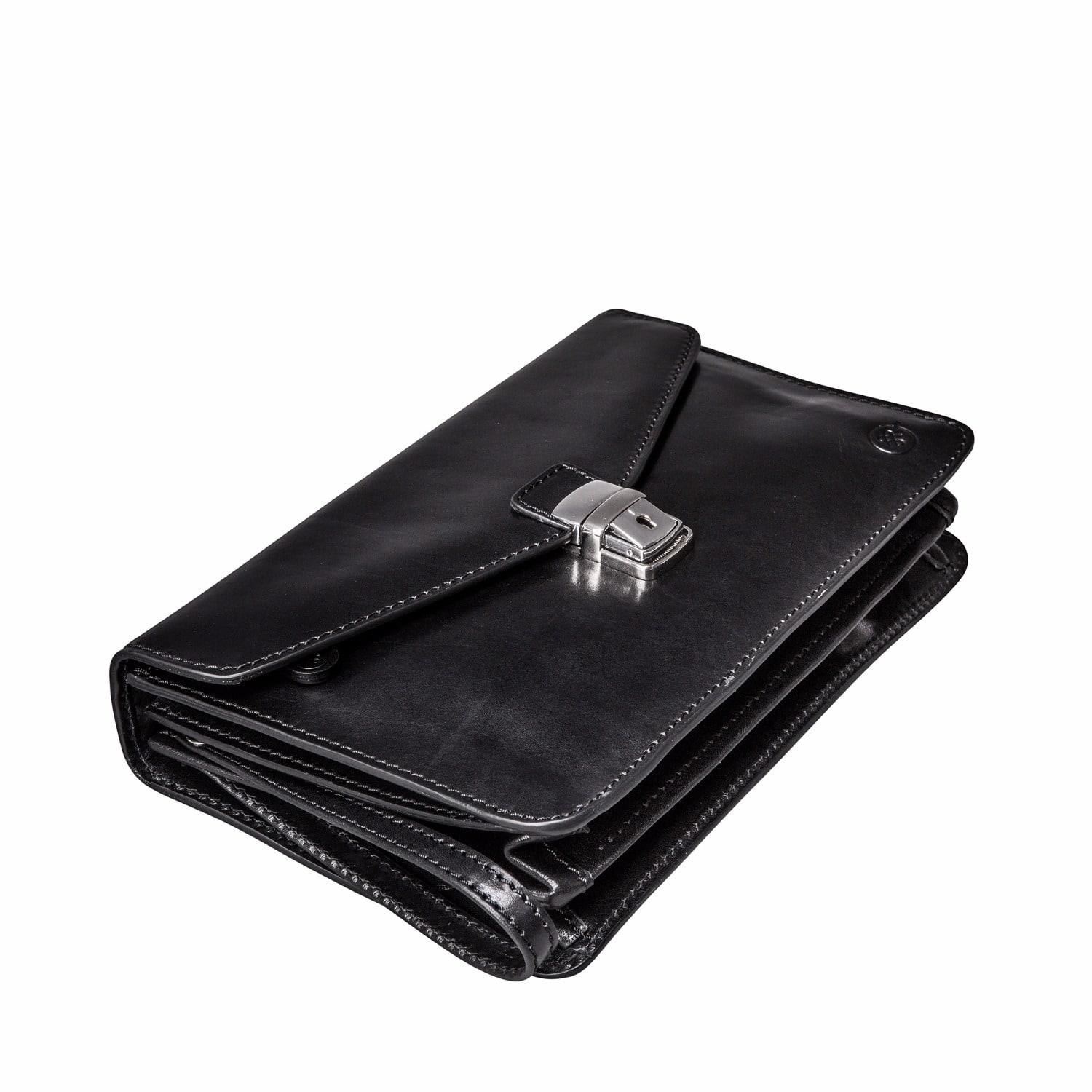 Lyst - Maxwell Scott Bags The Santino Mens Leather Clutch Bag With Wrist Strap Black in Black ...