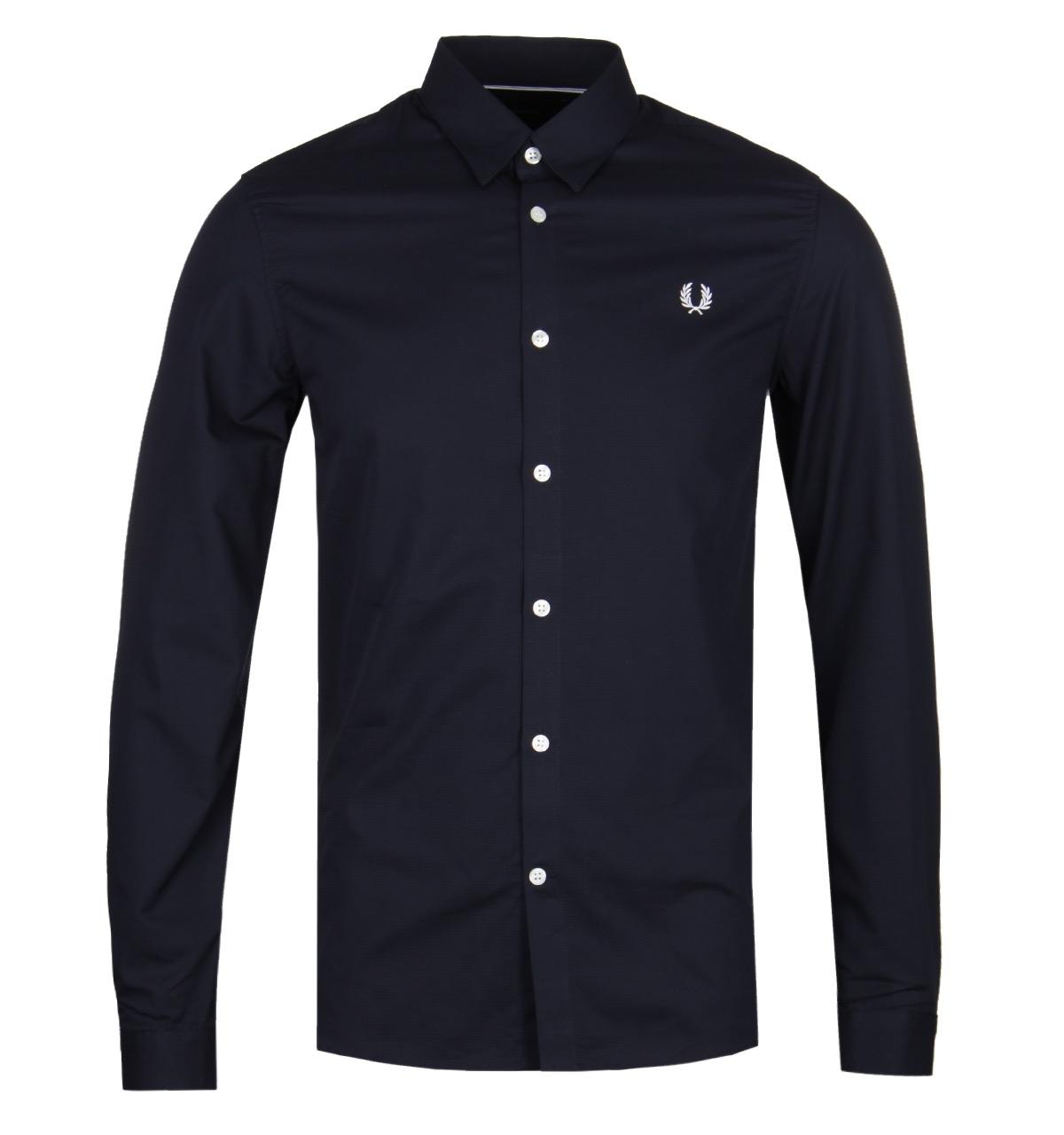 Fred Perry Button Down Navy Shirt in Blue for Men - Lyst