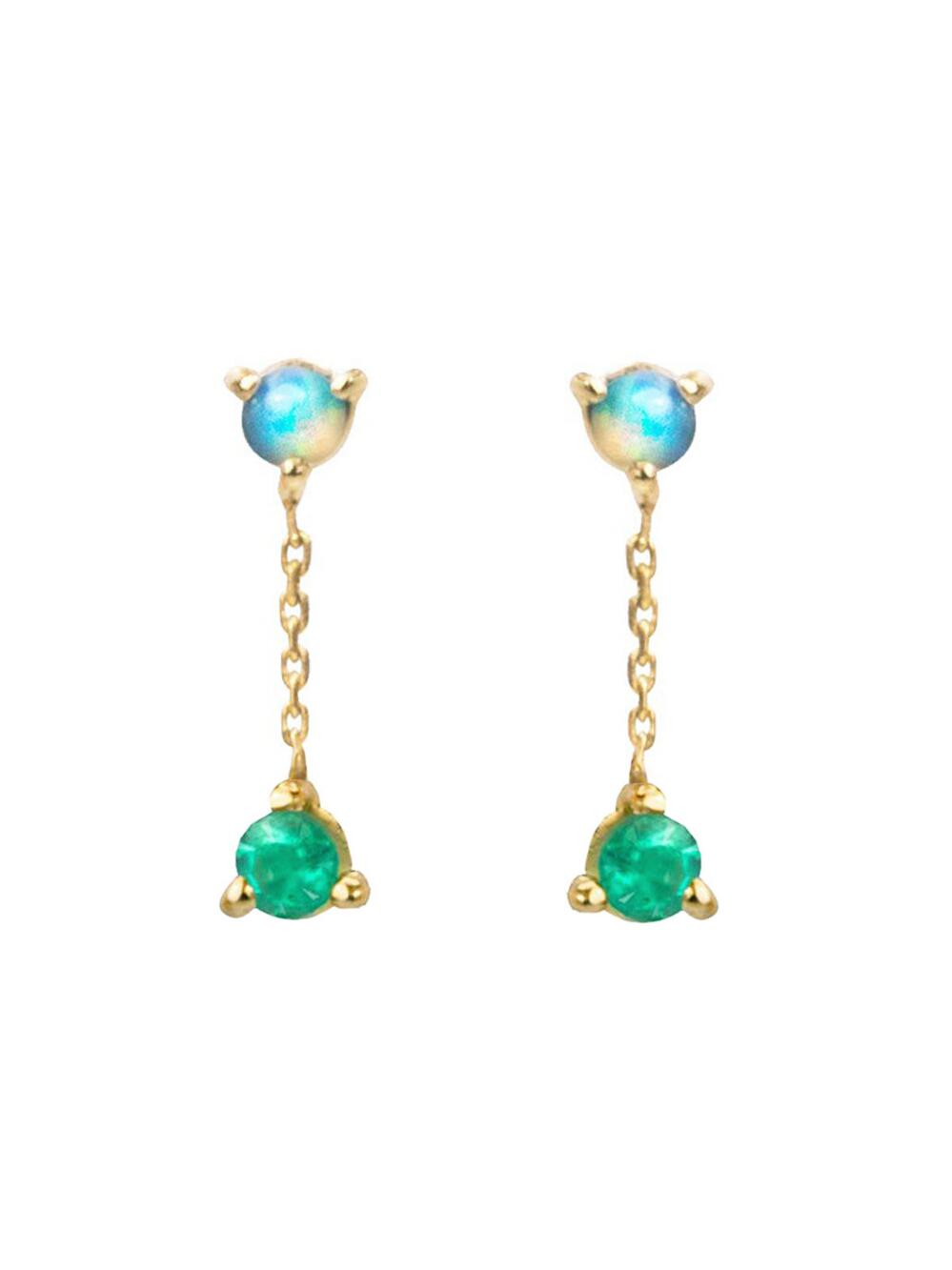 Lyst Wwake Small Two Step Opal And Emerald Chain Stud Earrings Wwake Women S Small Two Step Opal And Emerald Chain Stud Earrings