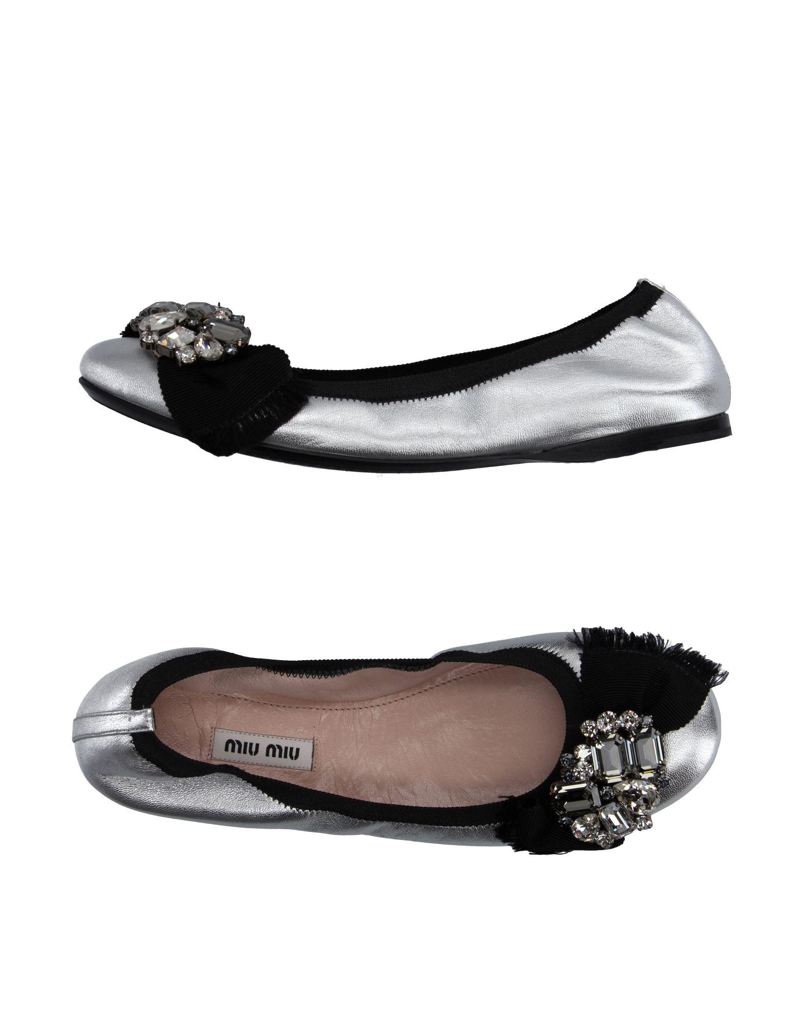 Miu Miu Embellished Metallic Leather Ballet Flats In Metallic Lyst 7885