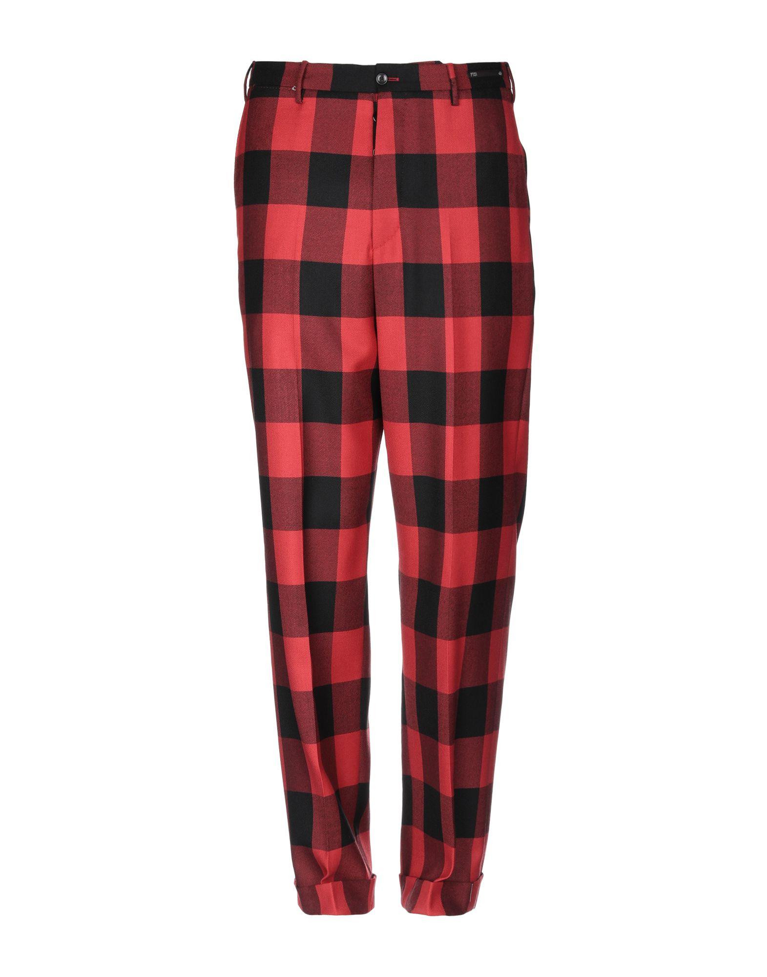 PT01 Flannel Casual Pants in Red for Men - Lyst