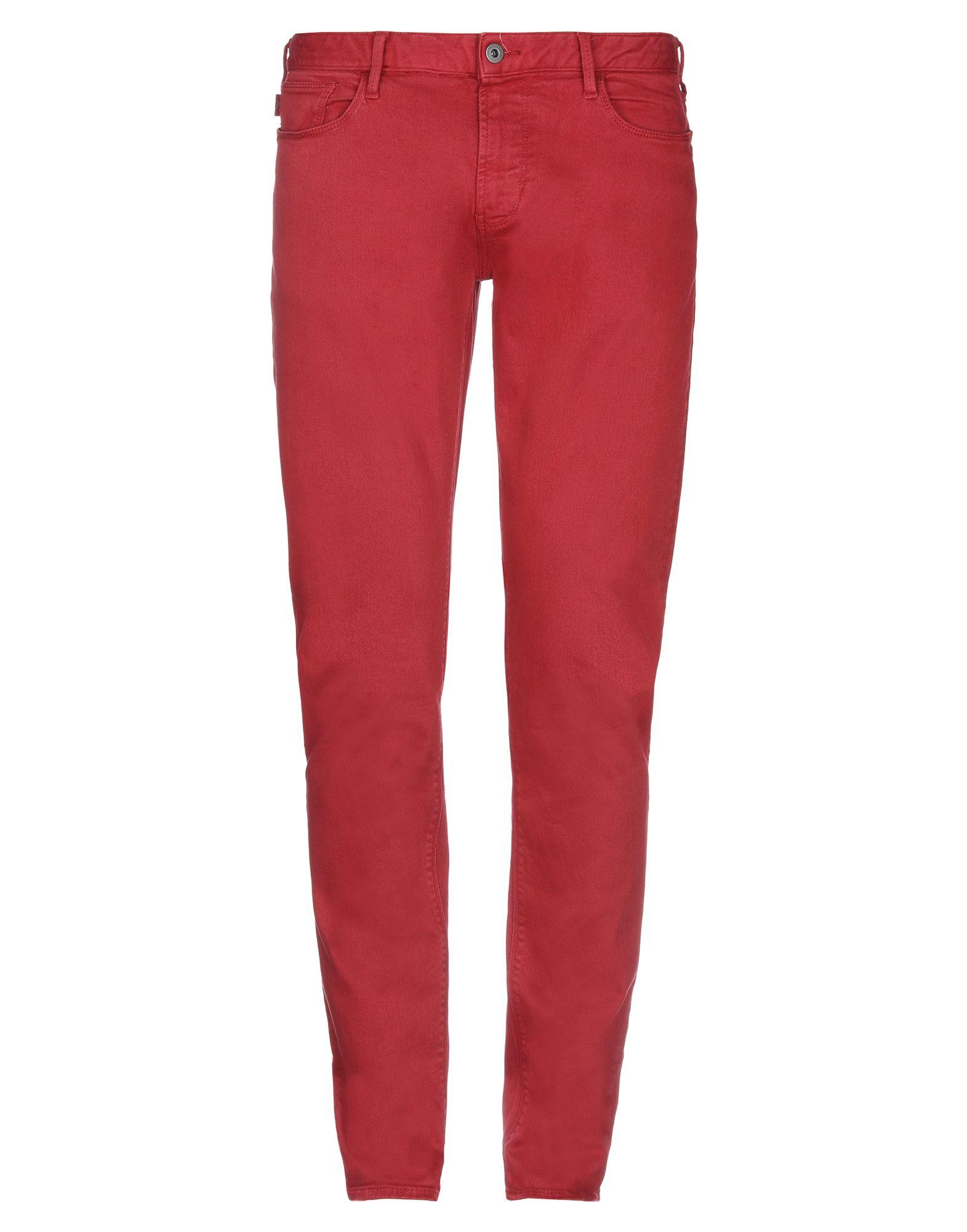 Emporio Armani Denim Trousers in Red for Men - Lyst