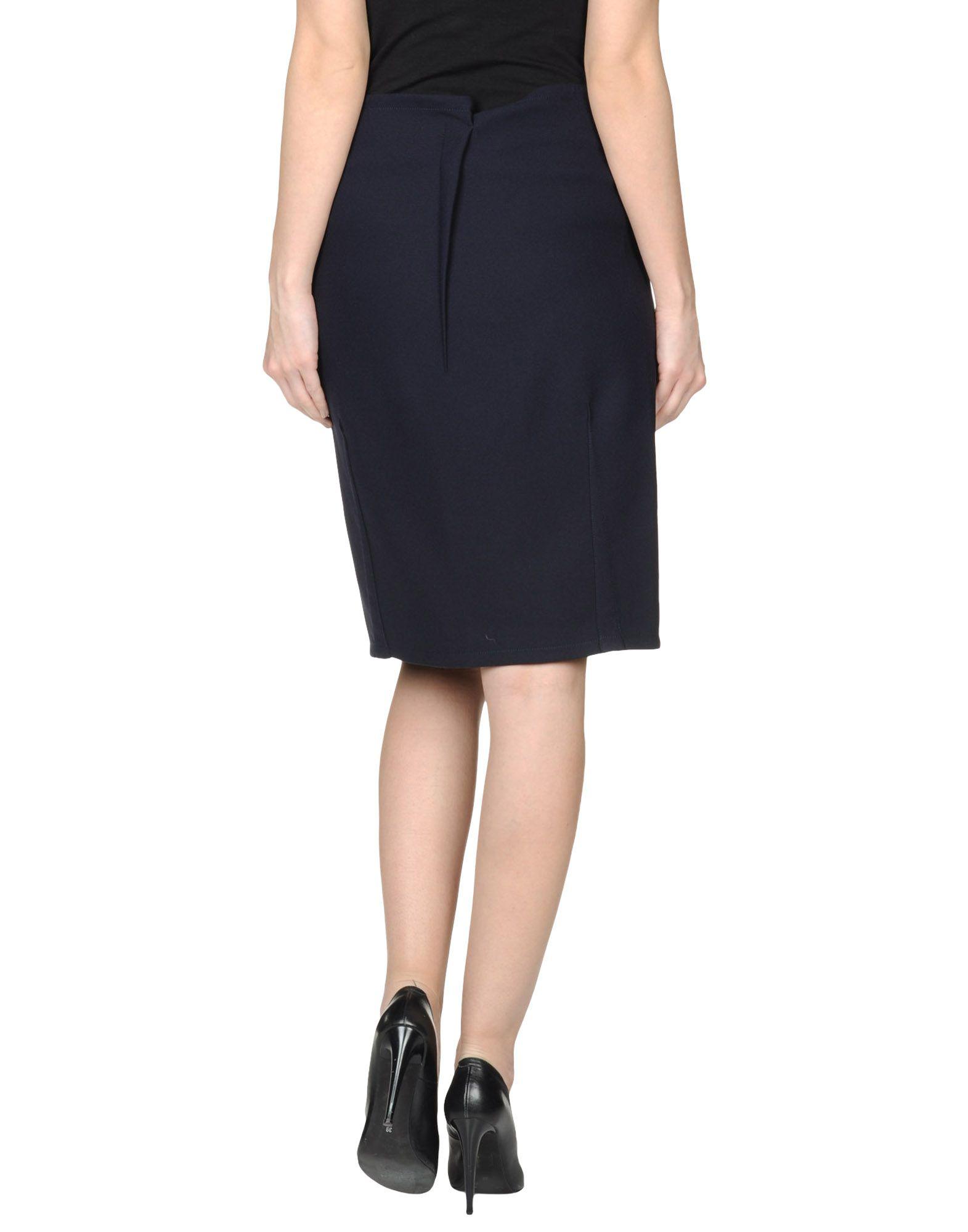 Jil Sander Cotton Knee Length Skirt in Dark Blue (Blue) - Lyst