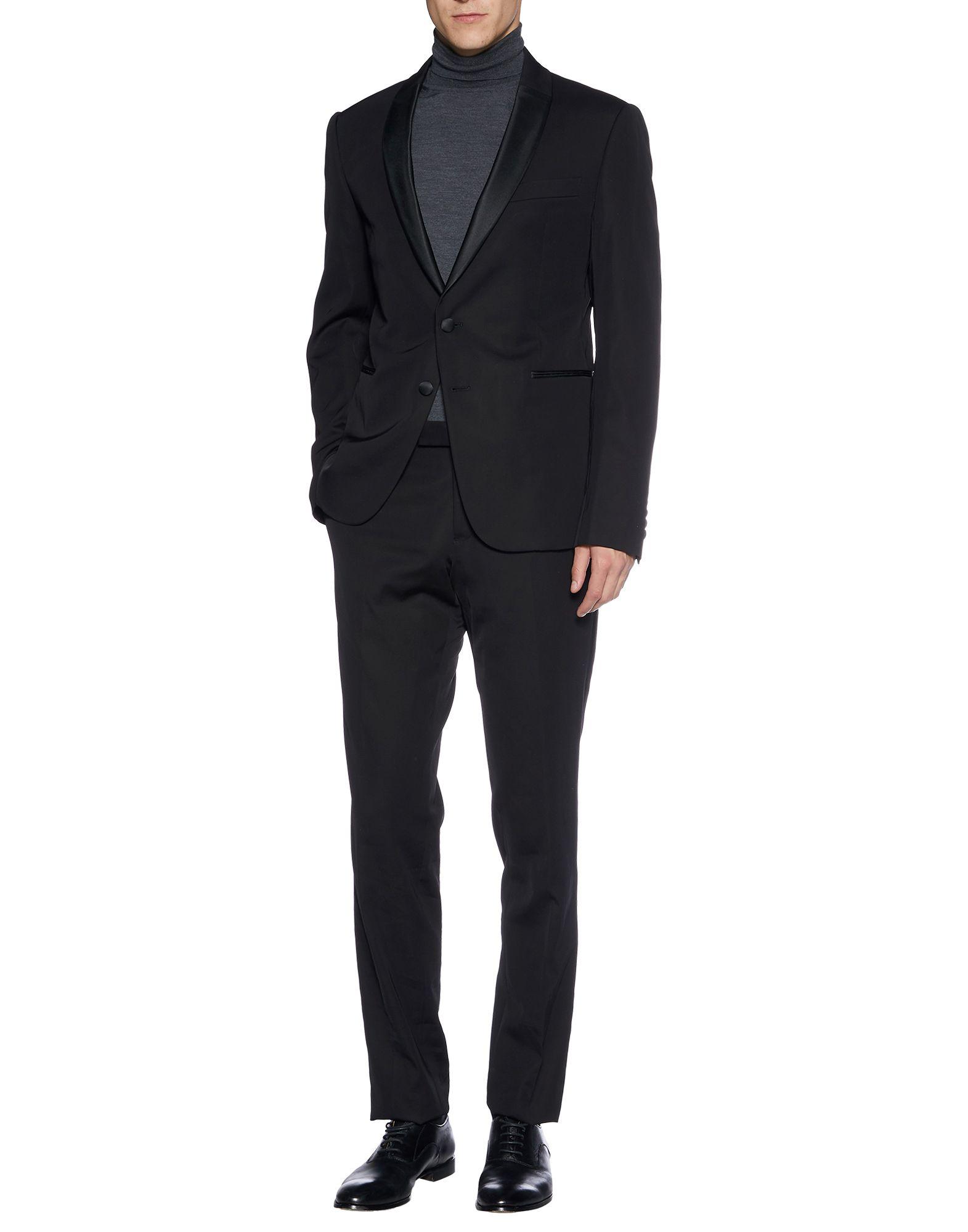 Emporio Armani Satin Suit in Black for Men - Lyst