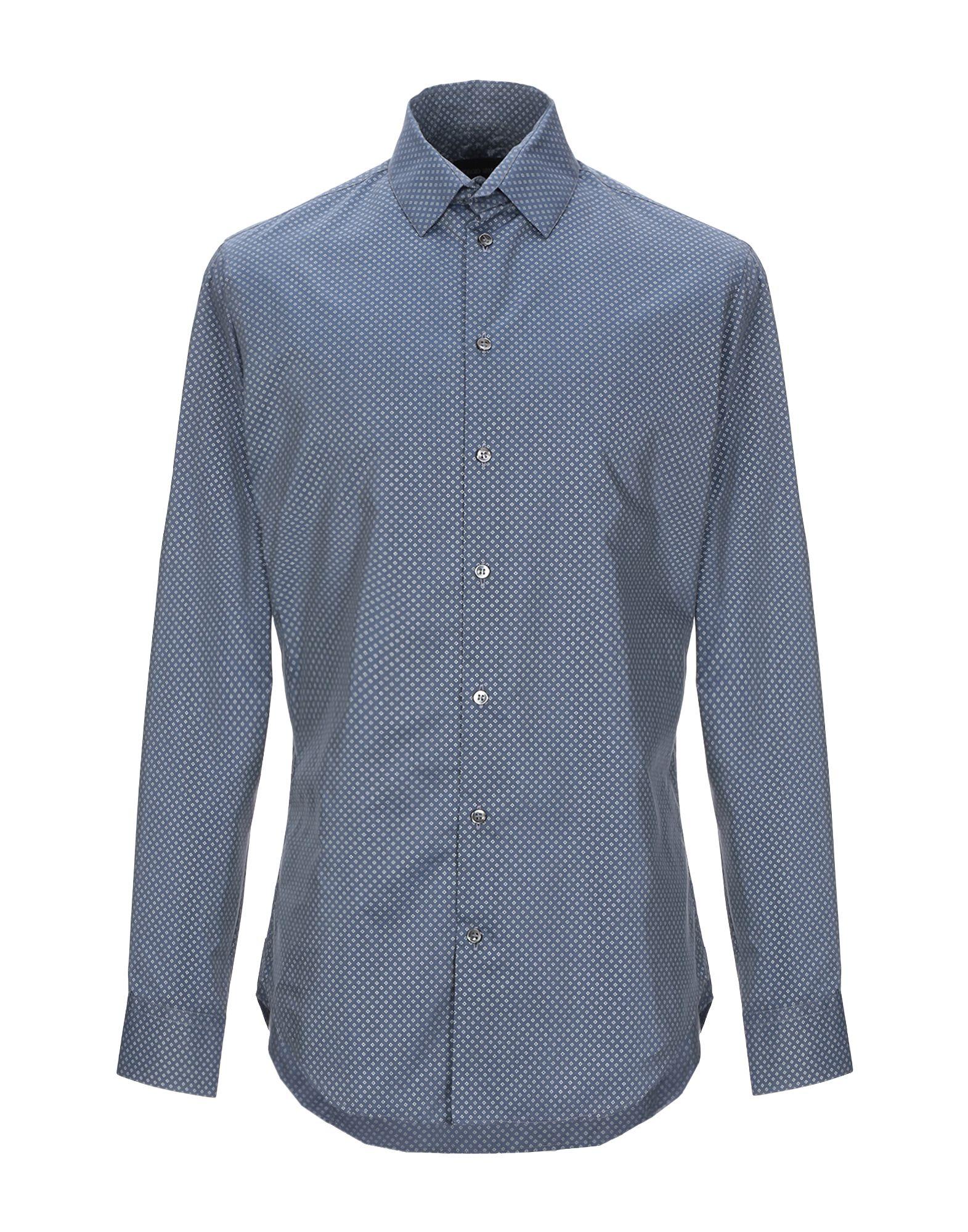 Giorgio Armani Cotton Shirt in Slate Blue (Blue) for Men - Lyst
