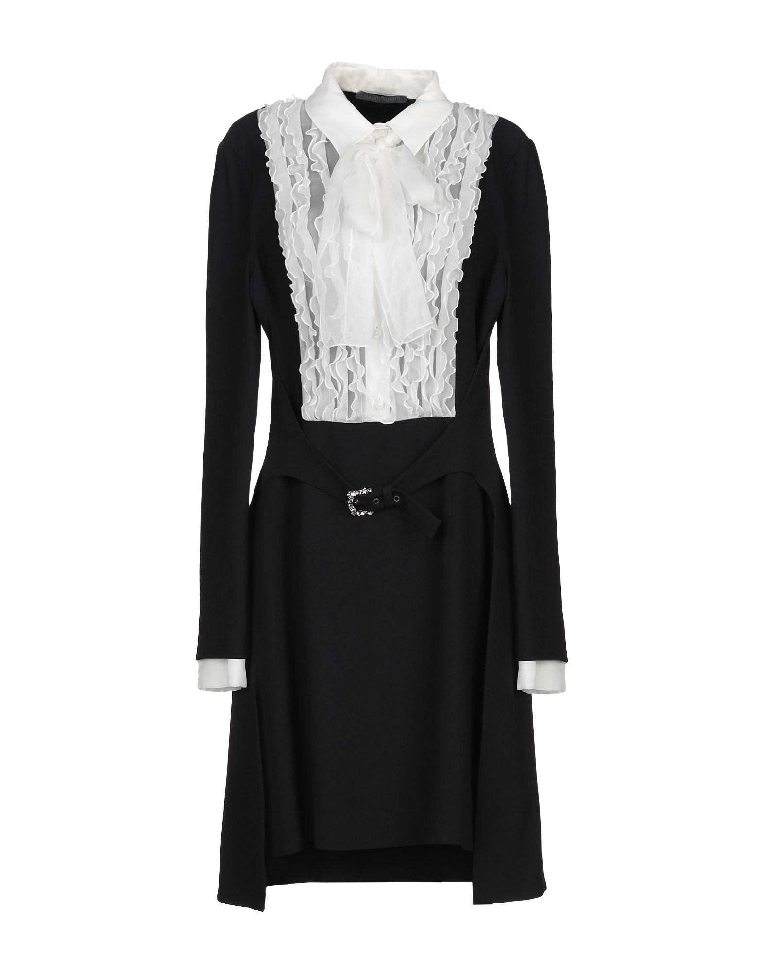 Alberta Ferretti Chiffon Short Dress in Black - Lyst