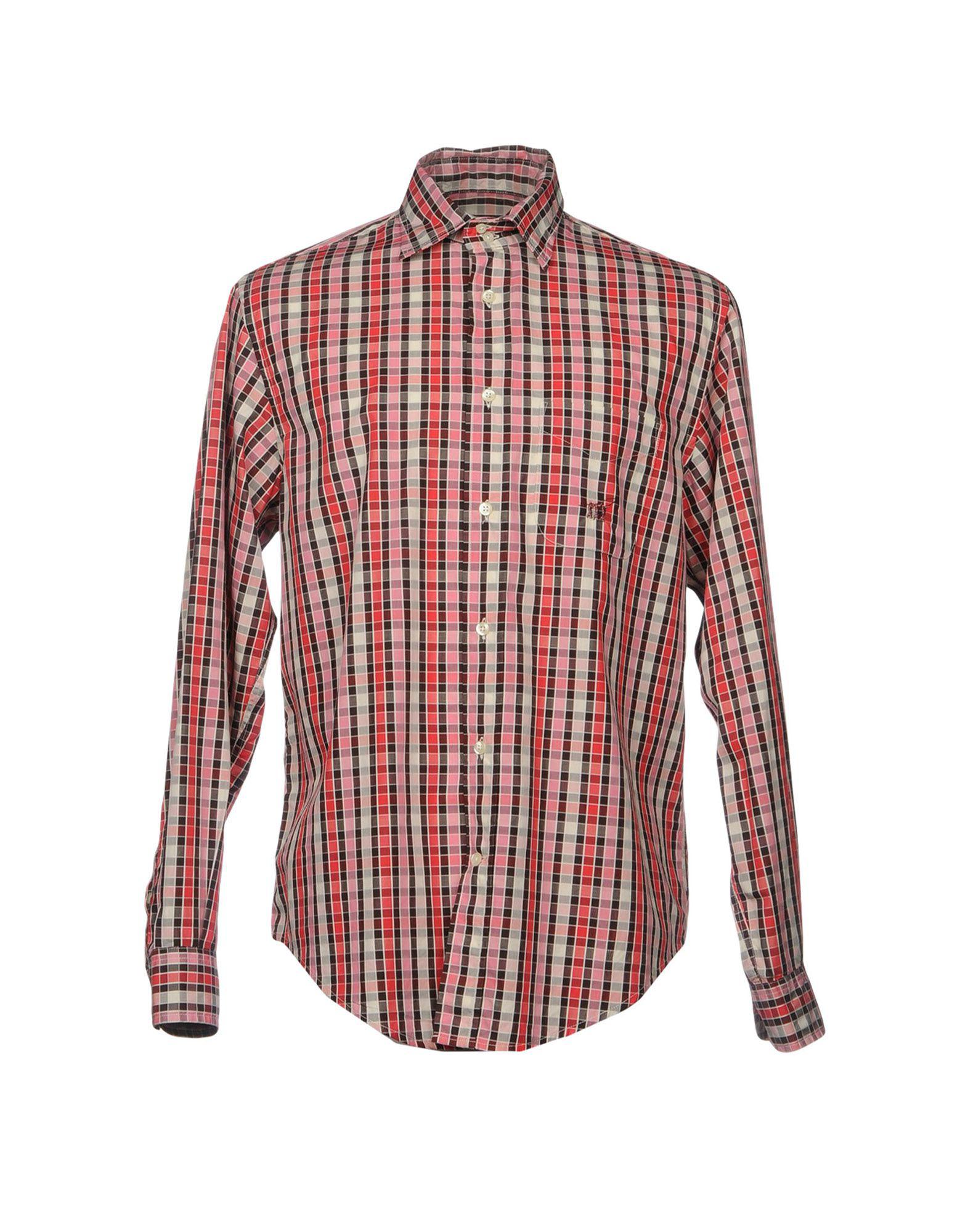 Henry Cotton's Cotton Shirt in Fuchsia (Red) for Men - Lyst