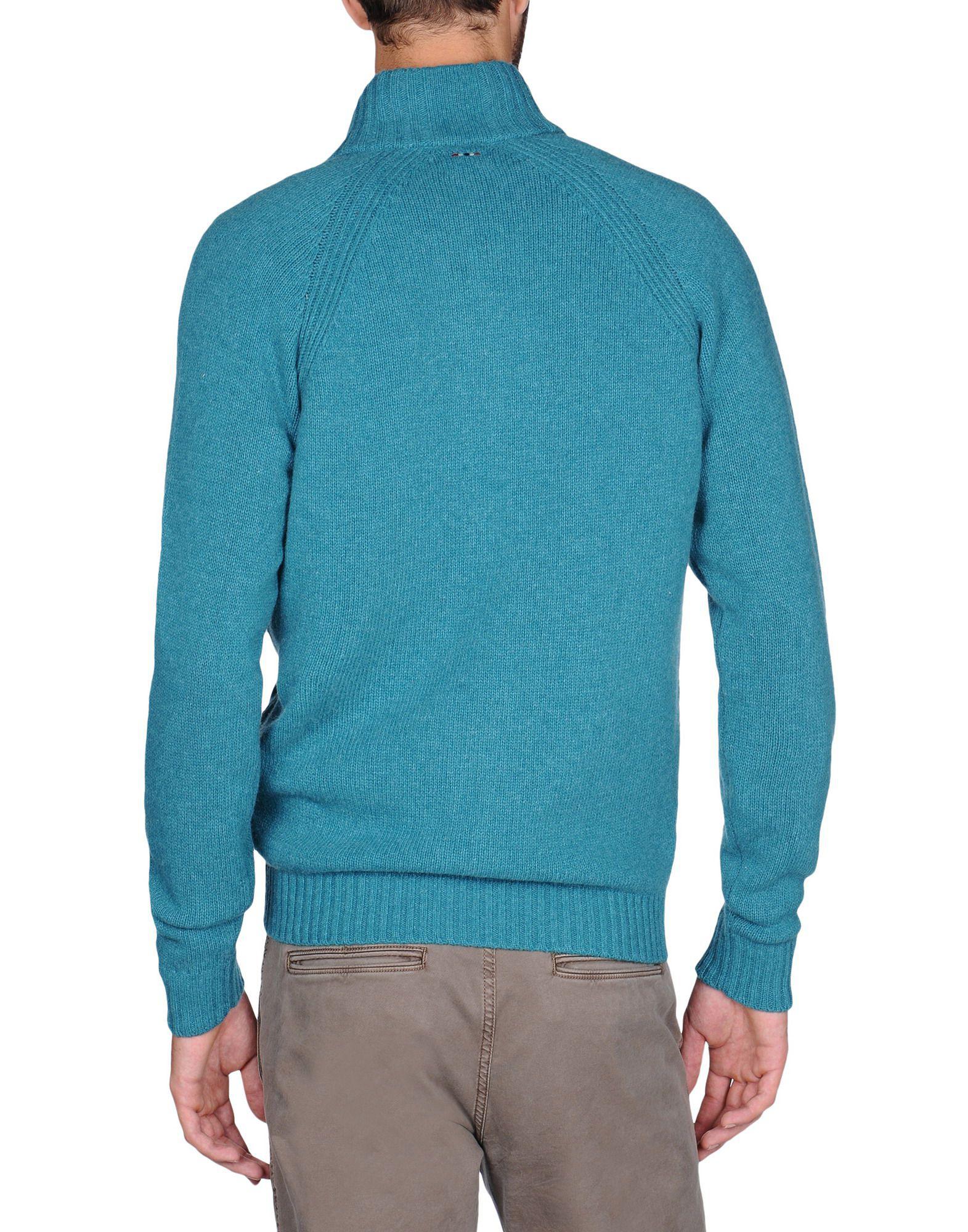 Napapijri Wool Zip Sweater in Turquoise (Blue) for Men - Lyst