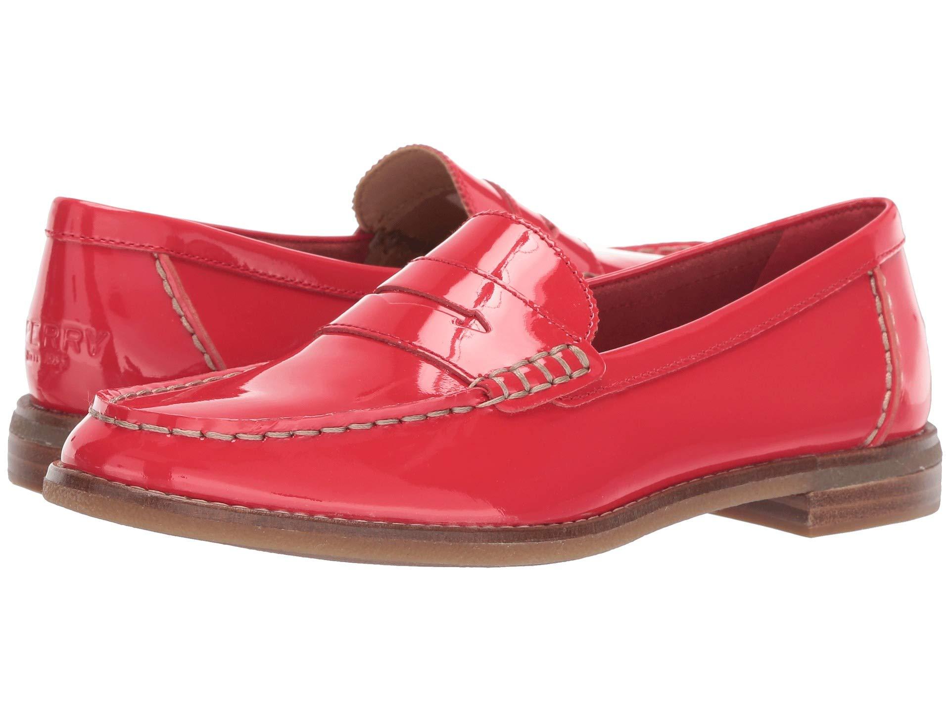 Lyst - Sperry Top-Sider Seaport Patent Penny Loafer (red) Women's Shoes ...